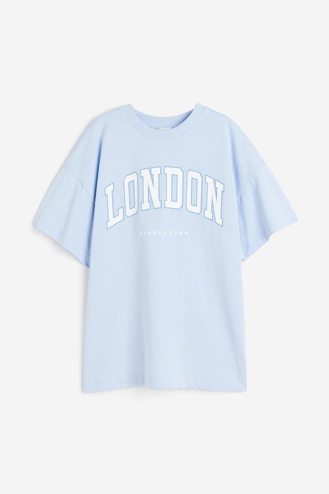Oversized T-shirt med tryk - Lyseblå/London - 2