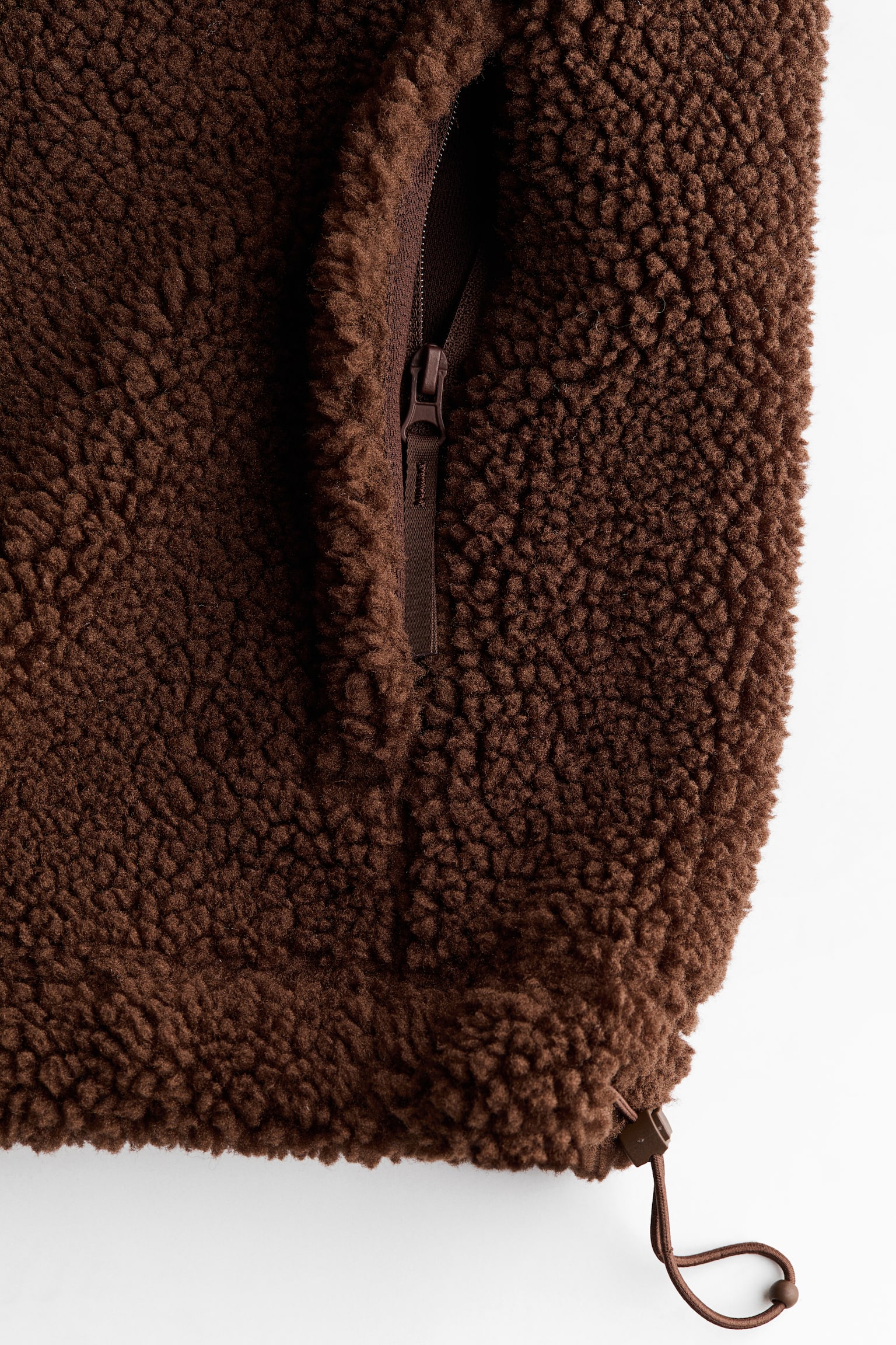 Tedi jakna za sport s kapuljačom Loose Fit - Toplosmeđa/Boja slonovače - 3