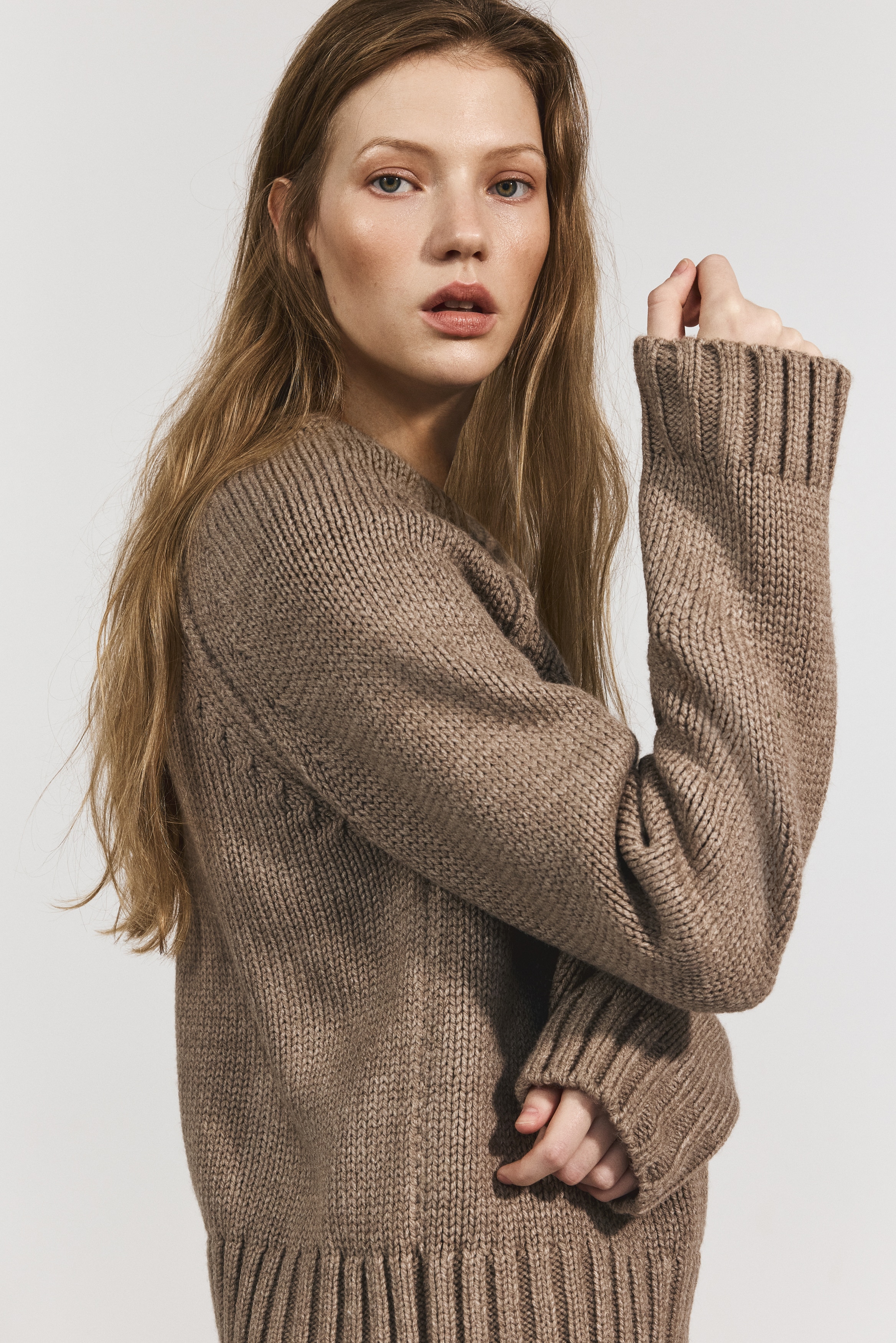 Moda Damska - Sweter z reglanowym rękawem Beżowy melanż - Size: XL  - H&M