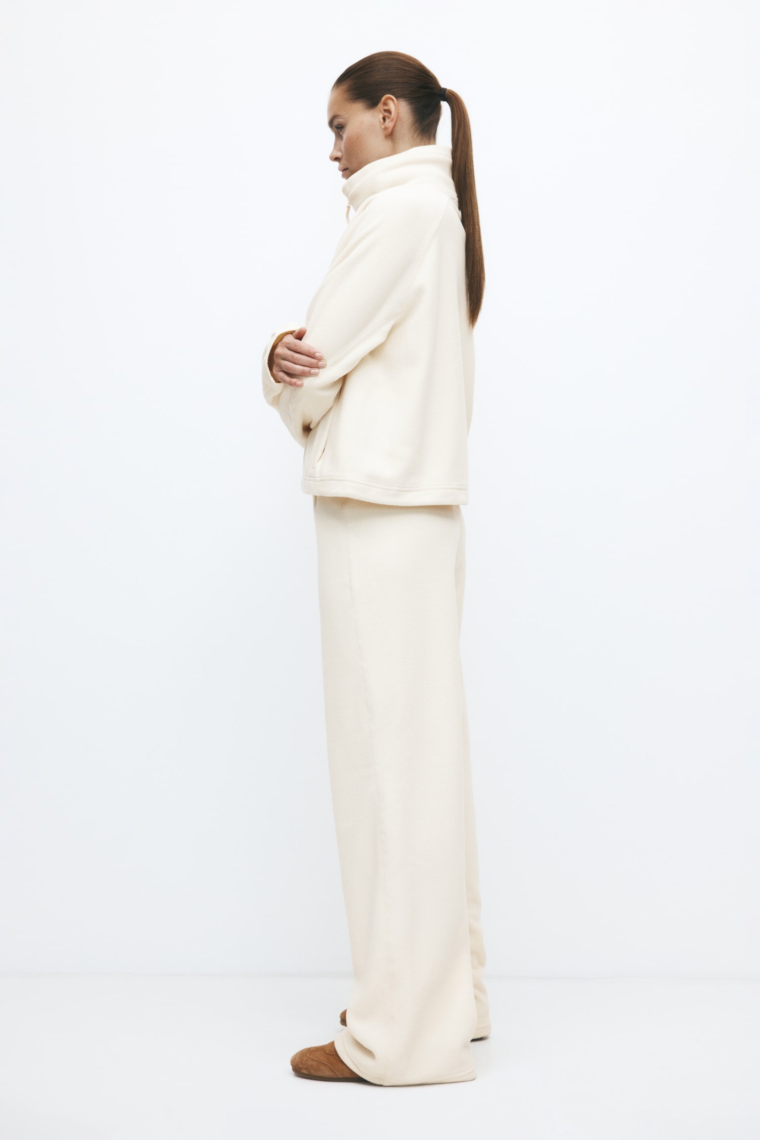 H&M Move Женские брюки H&M Fleece Sports Joggers, цвет: Ванильный — фото 6