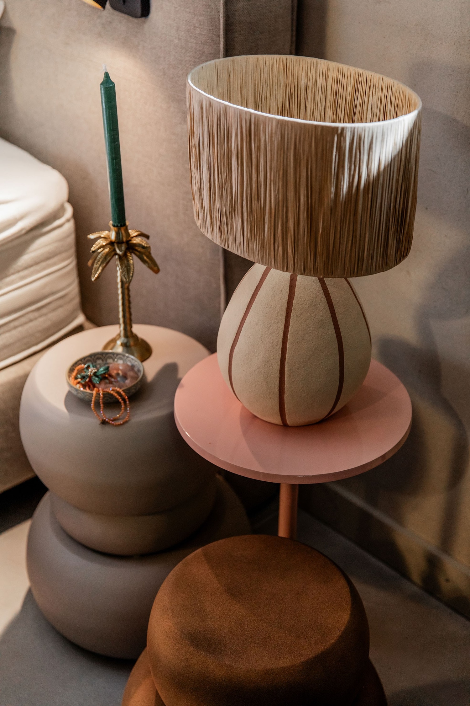 Lámpara De Mesa De Cerámica - Beige