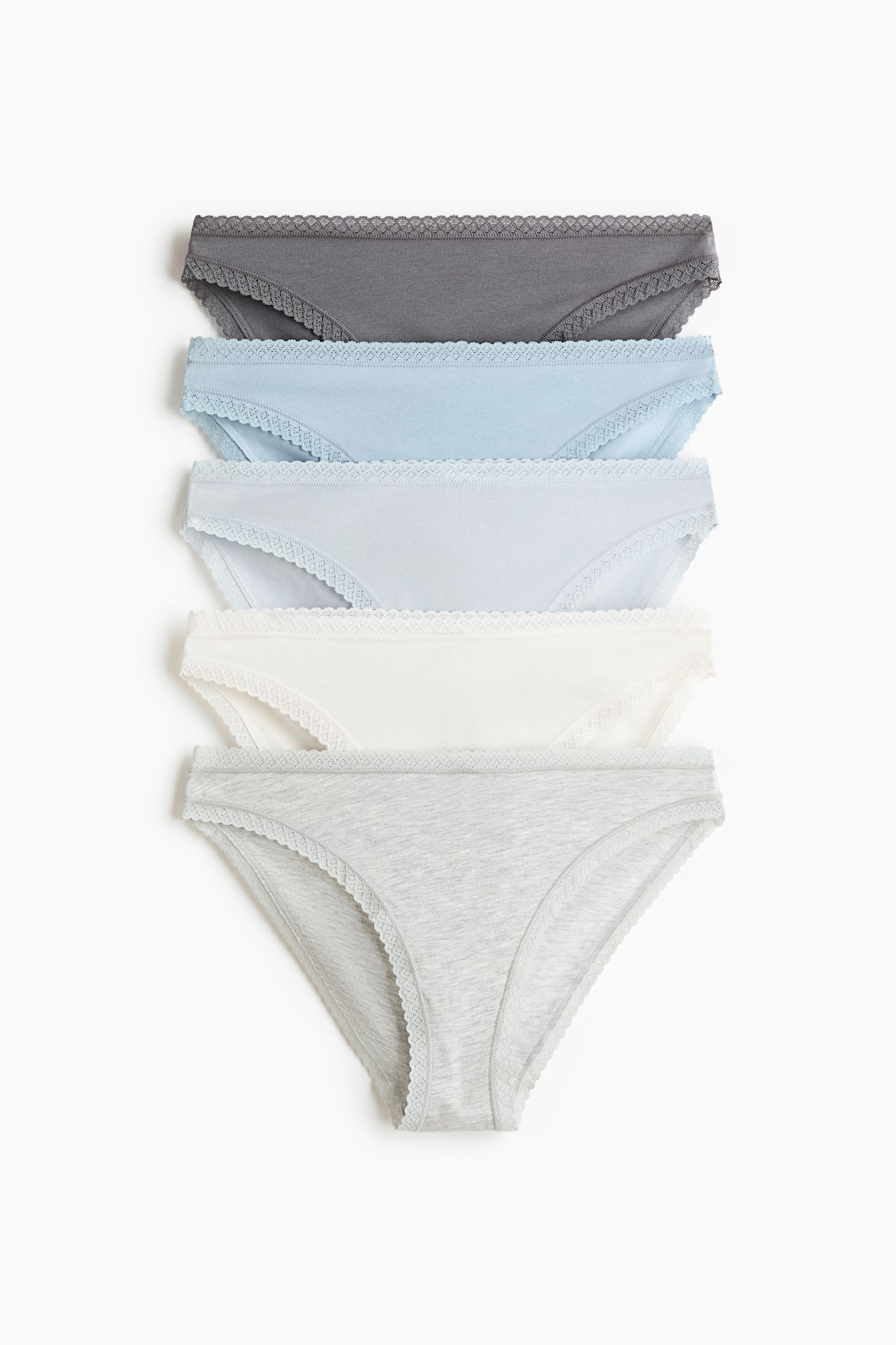 5-Pack Cotton Briefs - Light gray melange/blue/white/Navy blue/light pink/Black