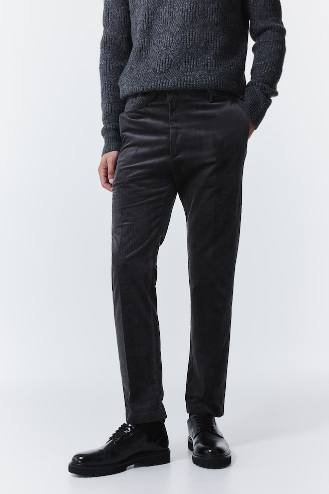 Slim Fit Corduroy trousers - Dark grey/Black/Beige/White - 4