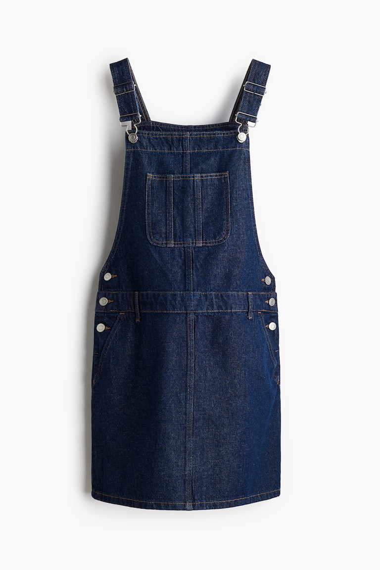 denim dungaree dress h&m H&M + Denim Dungaree Dress