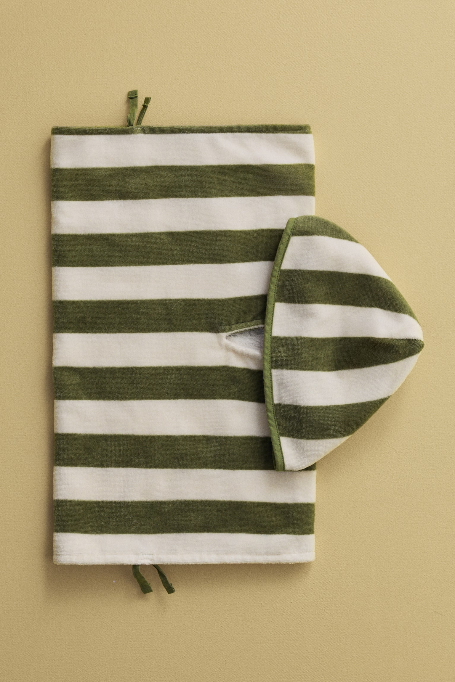 Baby poncho towel - Green/Striped/Light pink/Striped/Beige/Striped - 2