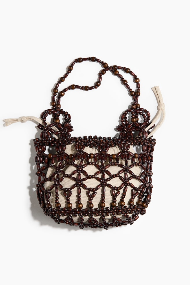 Beaded shoulder bag - Dark brown/Light beige - 1