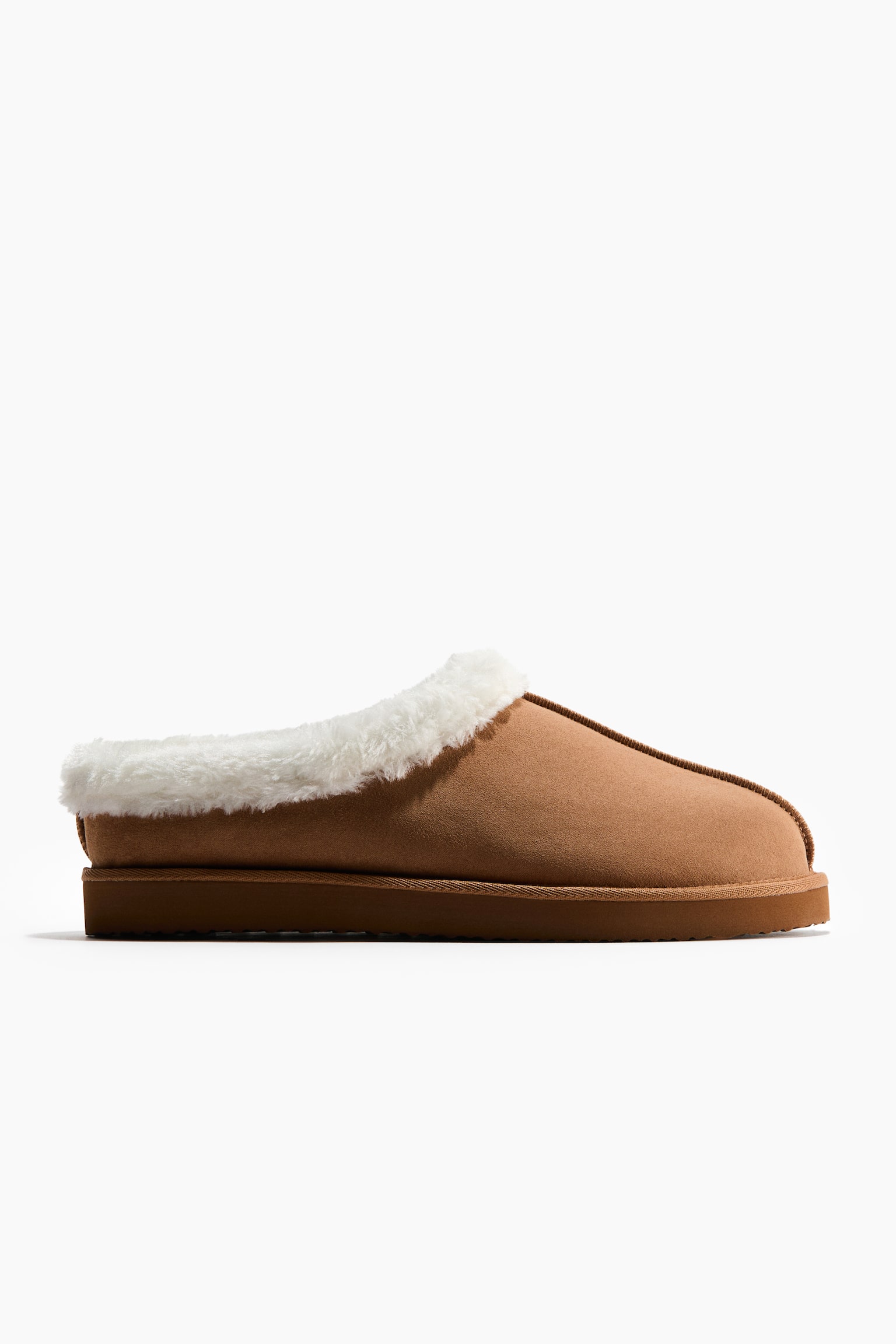Warm-Lined Slippers - Dark beige