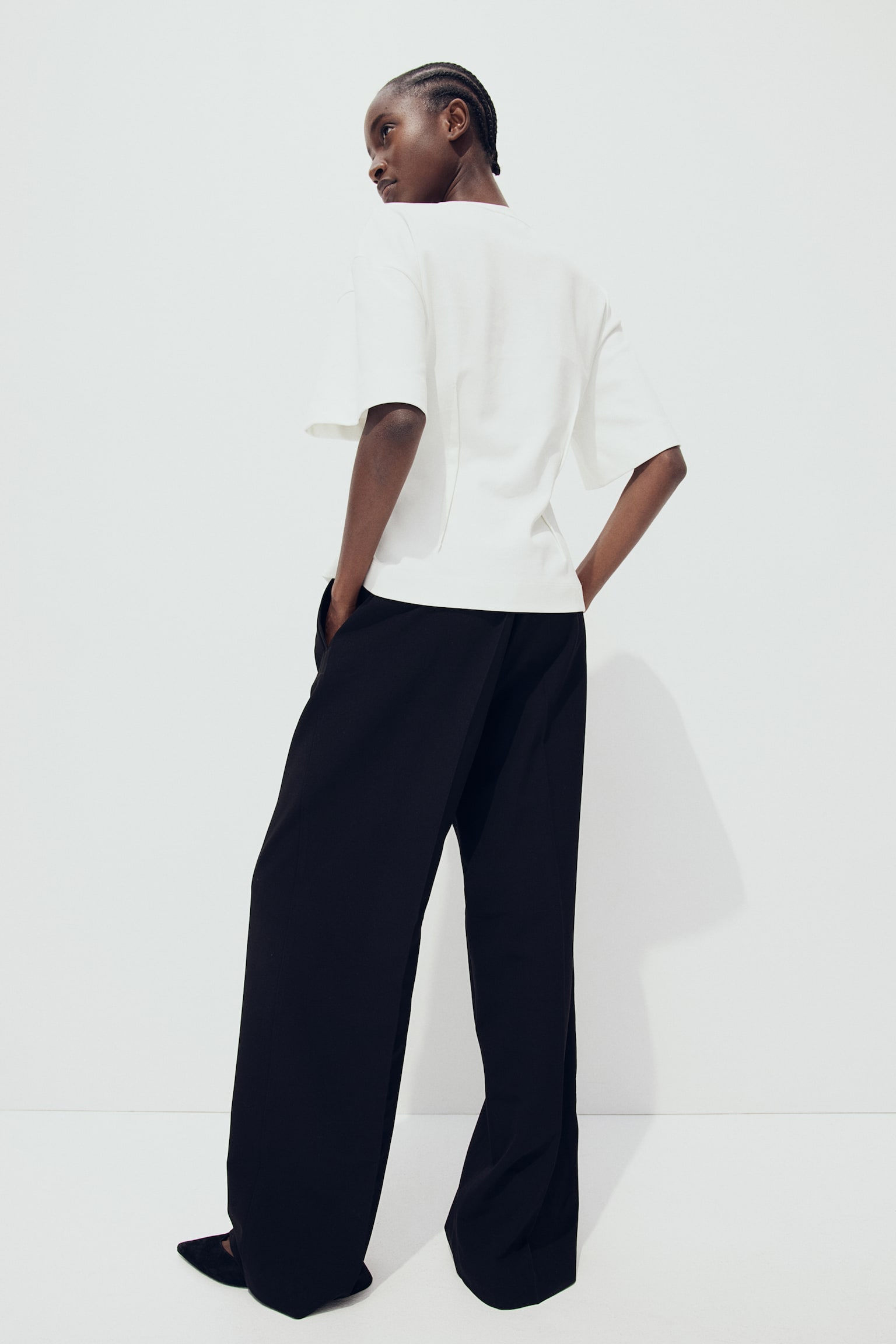 Tailored drawstring trousers - Black/Dark grey/Greige marl - 5