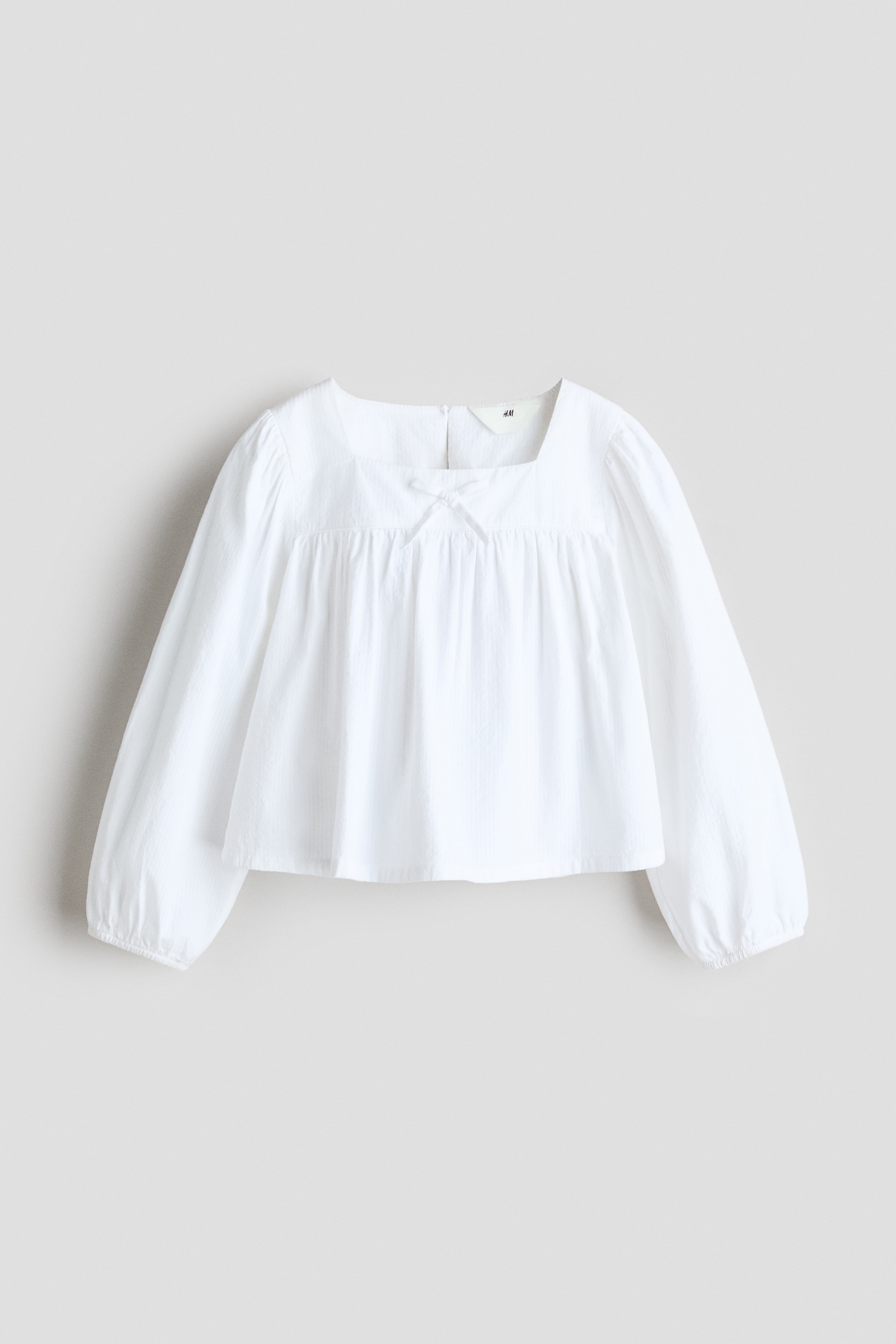 Bow-detail cotton seersucker blouse - ホワイト/ライトブルー／ストライプ/ライトパープル