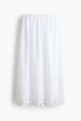 Kjol med dragsko och broderie anglaise