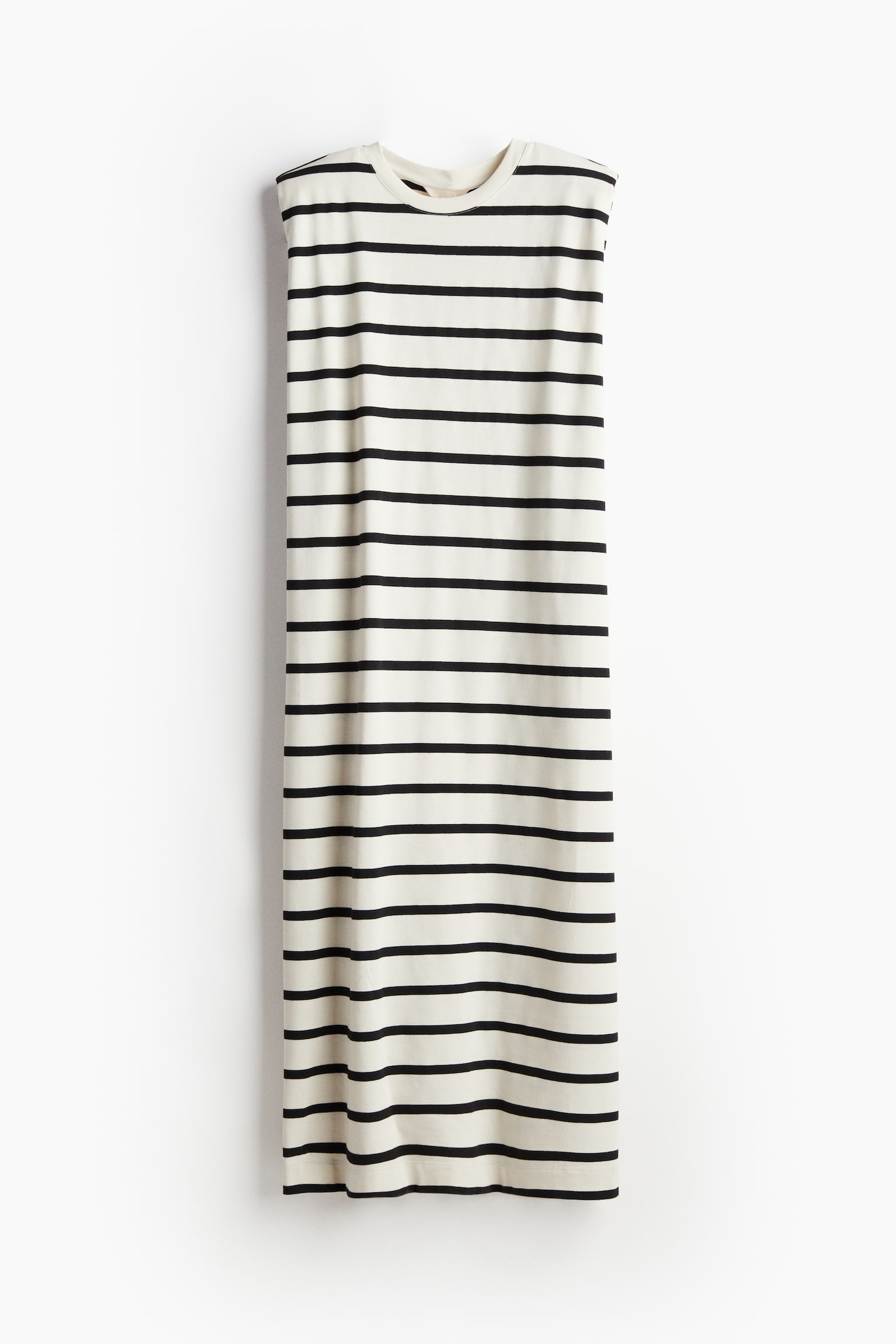 Sleeveless Shoulder Pad Dress - White/Stripe/White/Black - 2