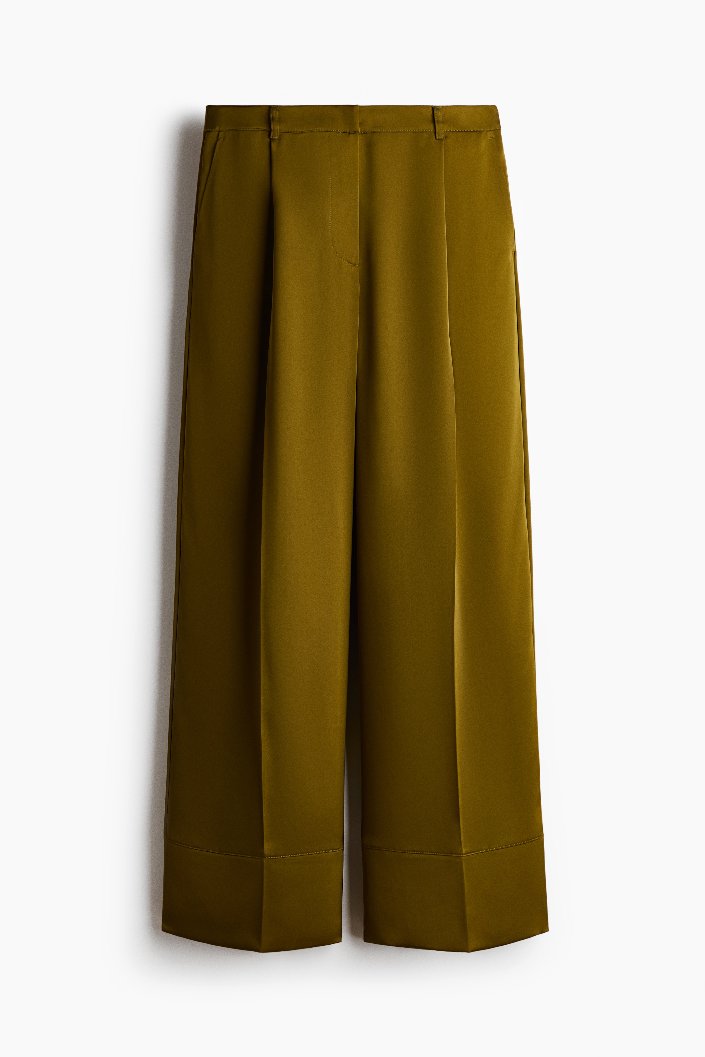 Pantalon chic en satin - Vert olive foncé