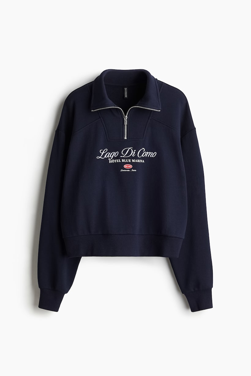 H&m Sweatshirts For Women With Zip H&m Navy Blue Oversized