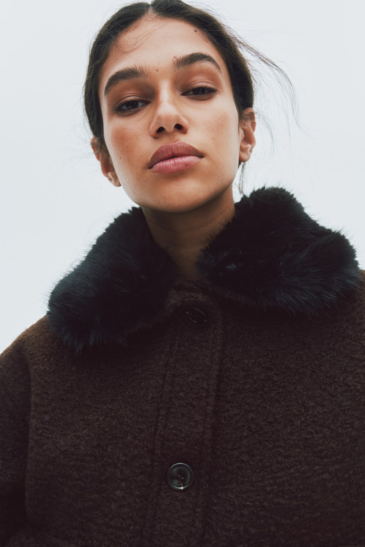 Twill Jacket with Fluffy Collar - image 3