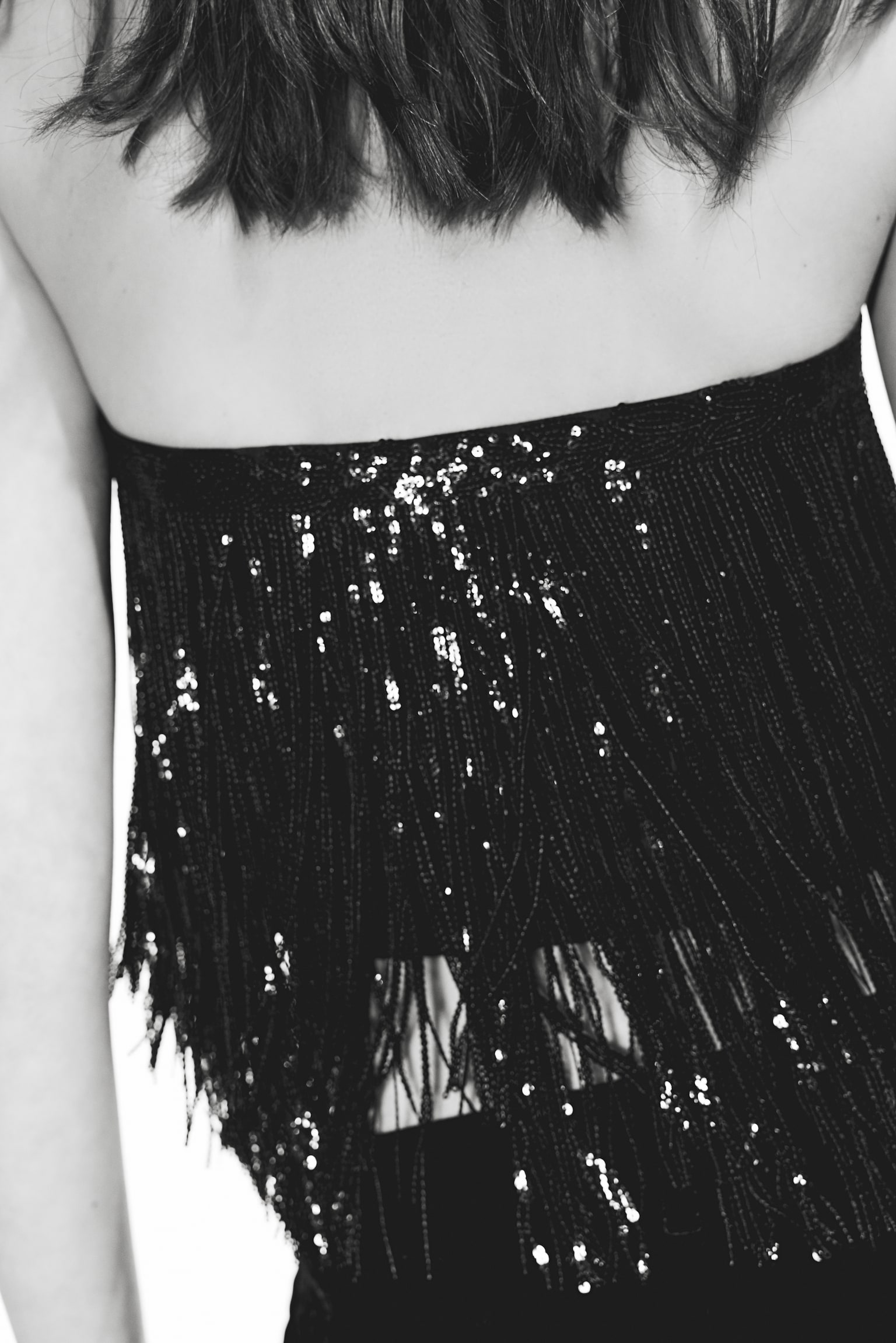 Sequin-fringed bandeau top - Black - 3