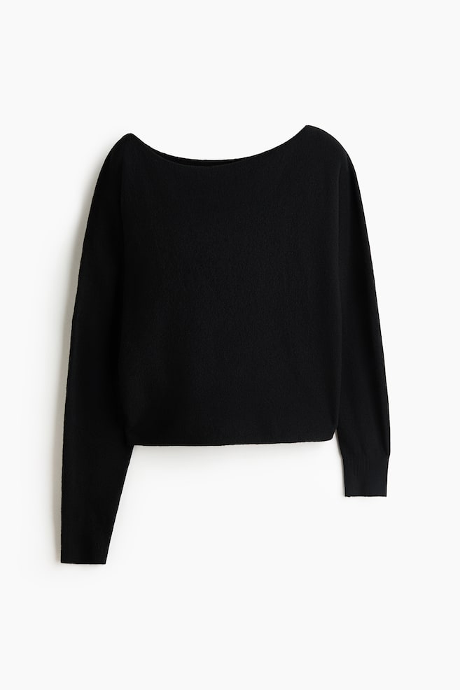 One-Shoulder Sweater - Black/Light blue/Red - 1