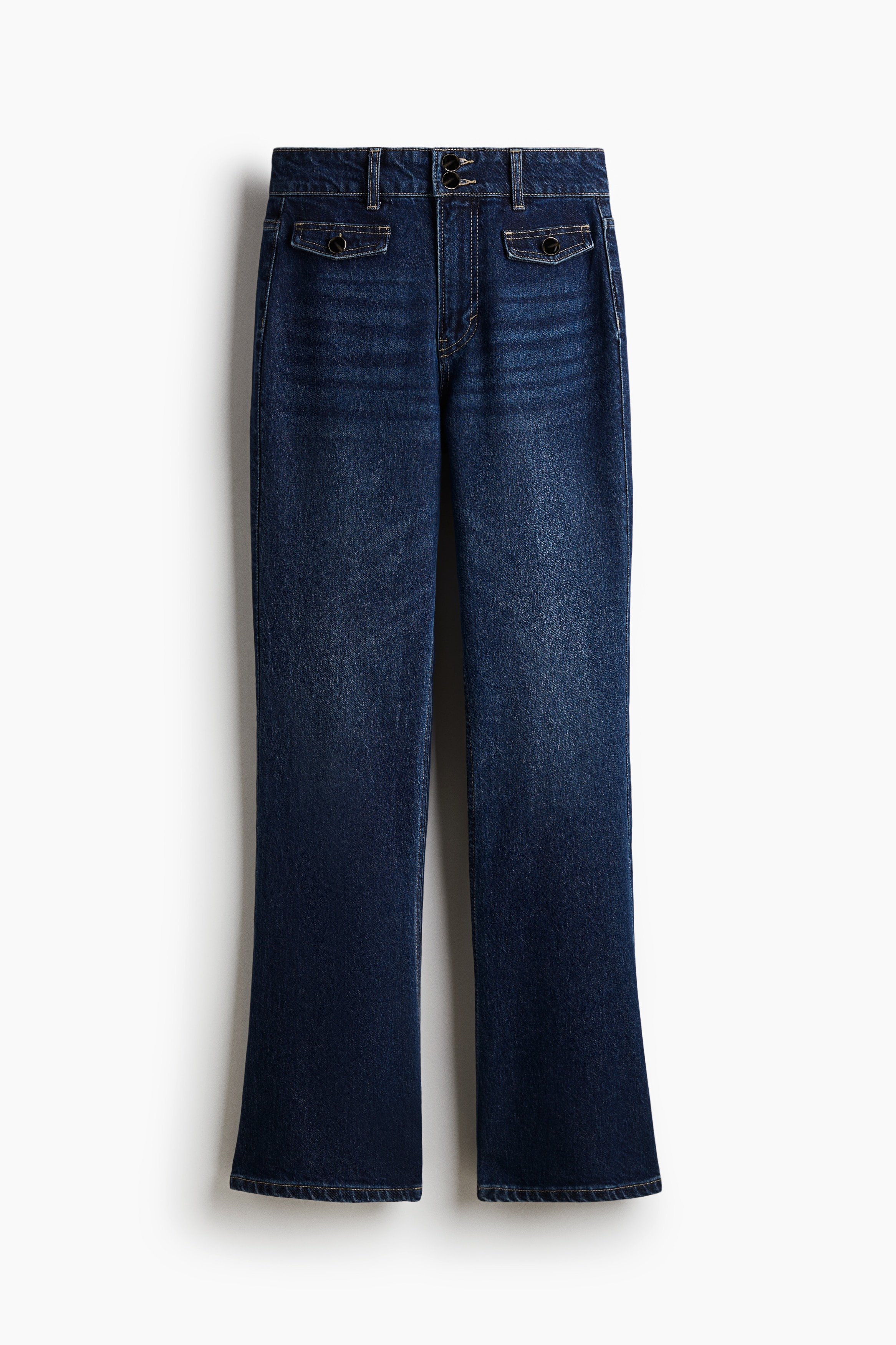 Flared High Jeans - Dark denim blue/Denim blue/Denim blue/White