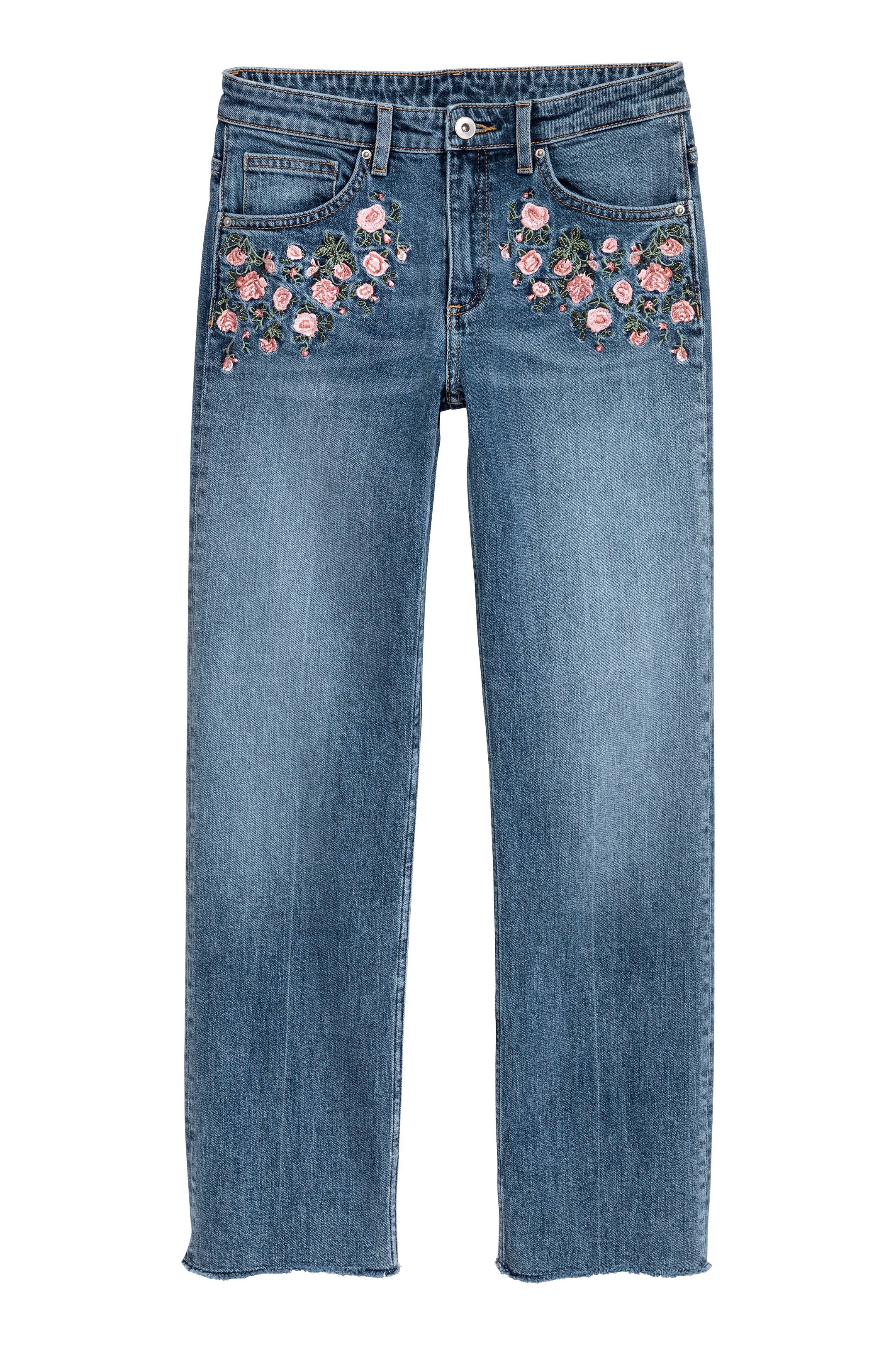 View larger image: Embroidered jeans - Dark denim blue - Ladies | H&M GB 1