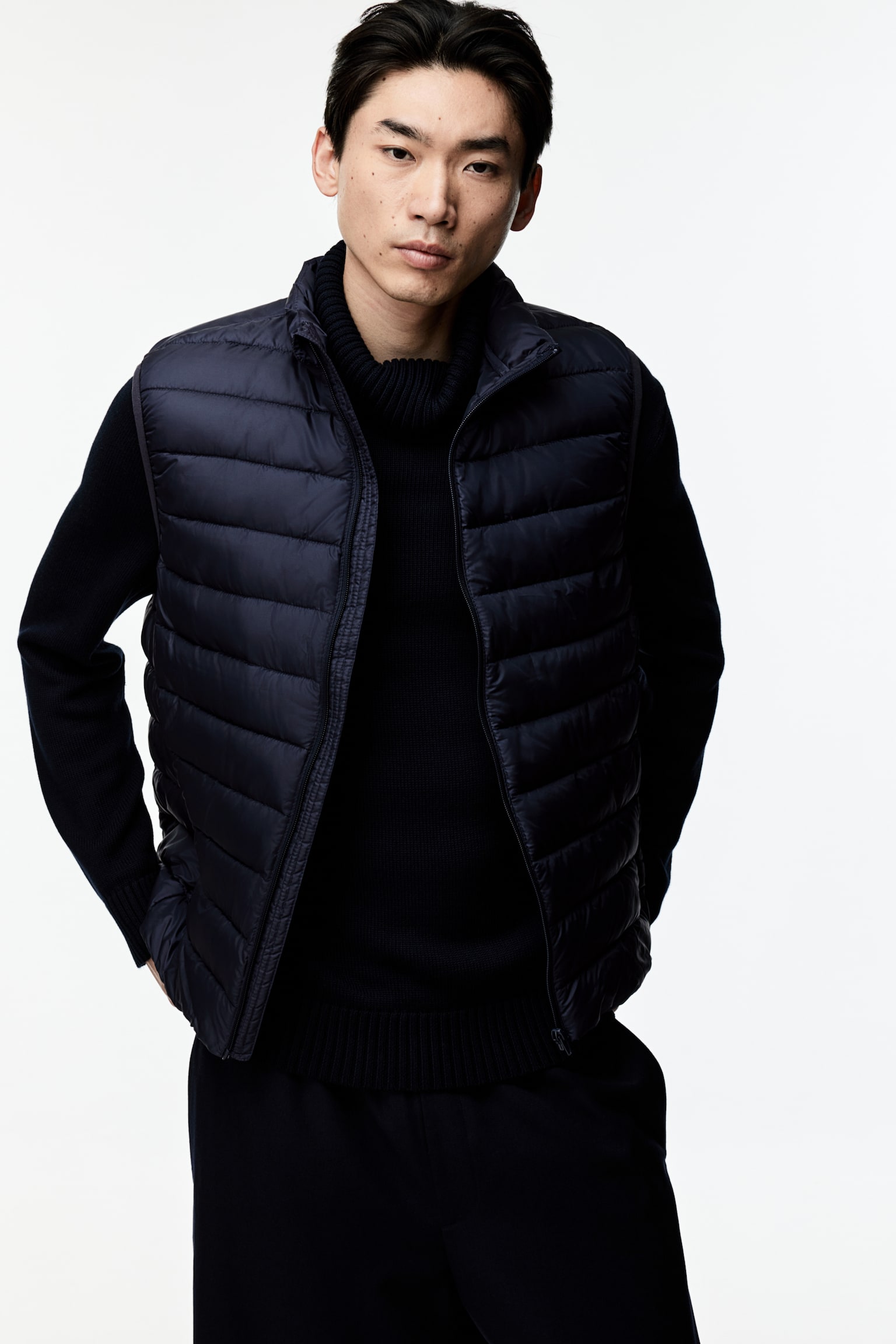 Slim Fit Lightweight puffer gilet - Navy blue/Black - 4