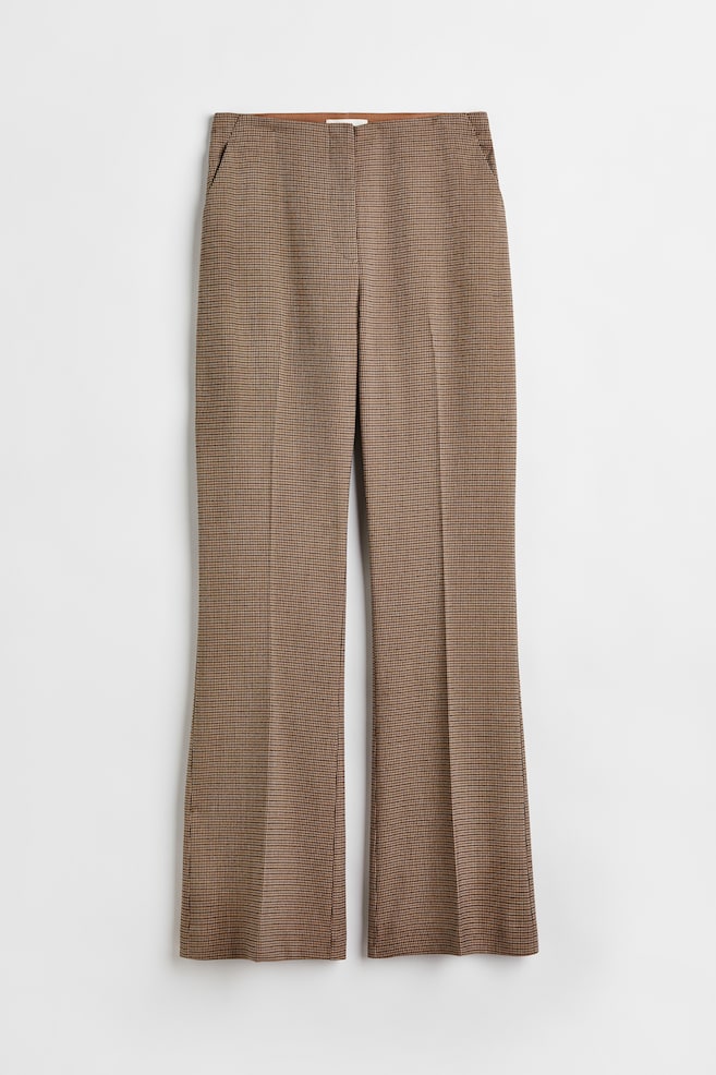 Flared trousers - Greige/Checked/Black/Dark brown/Bright red
