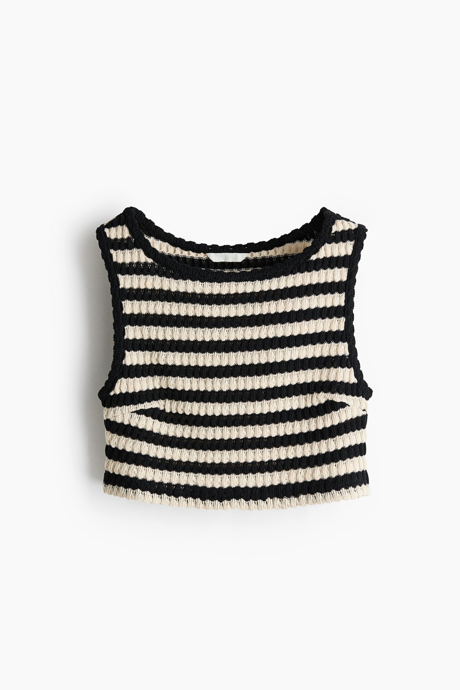 Crochet-look top - Black/Striped - 1