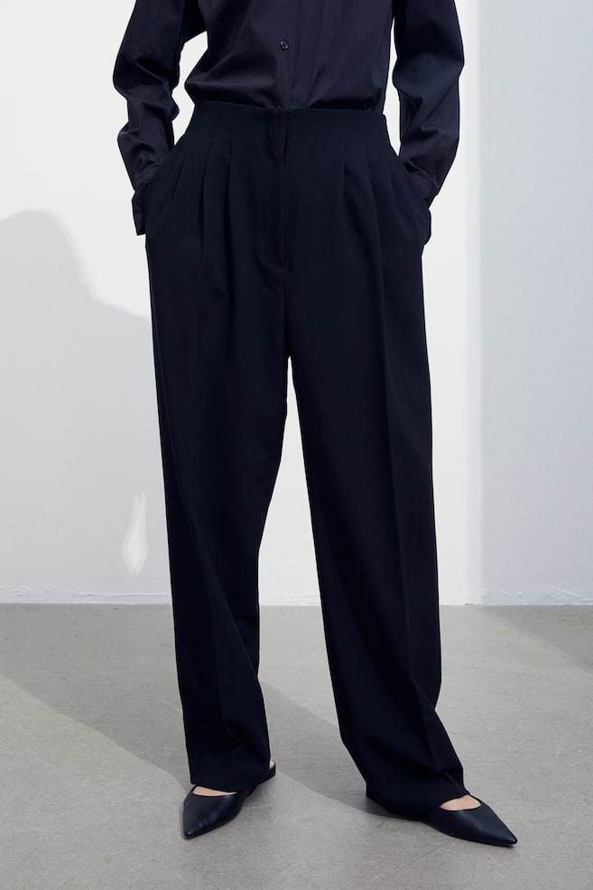 Stylede bukser med høj talje - Sort/Grå/Sildebensmønstret - 4