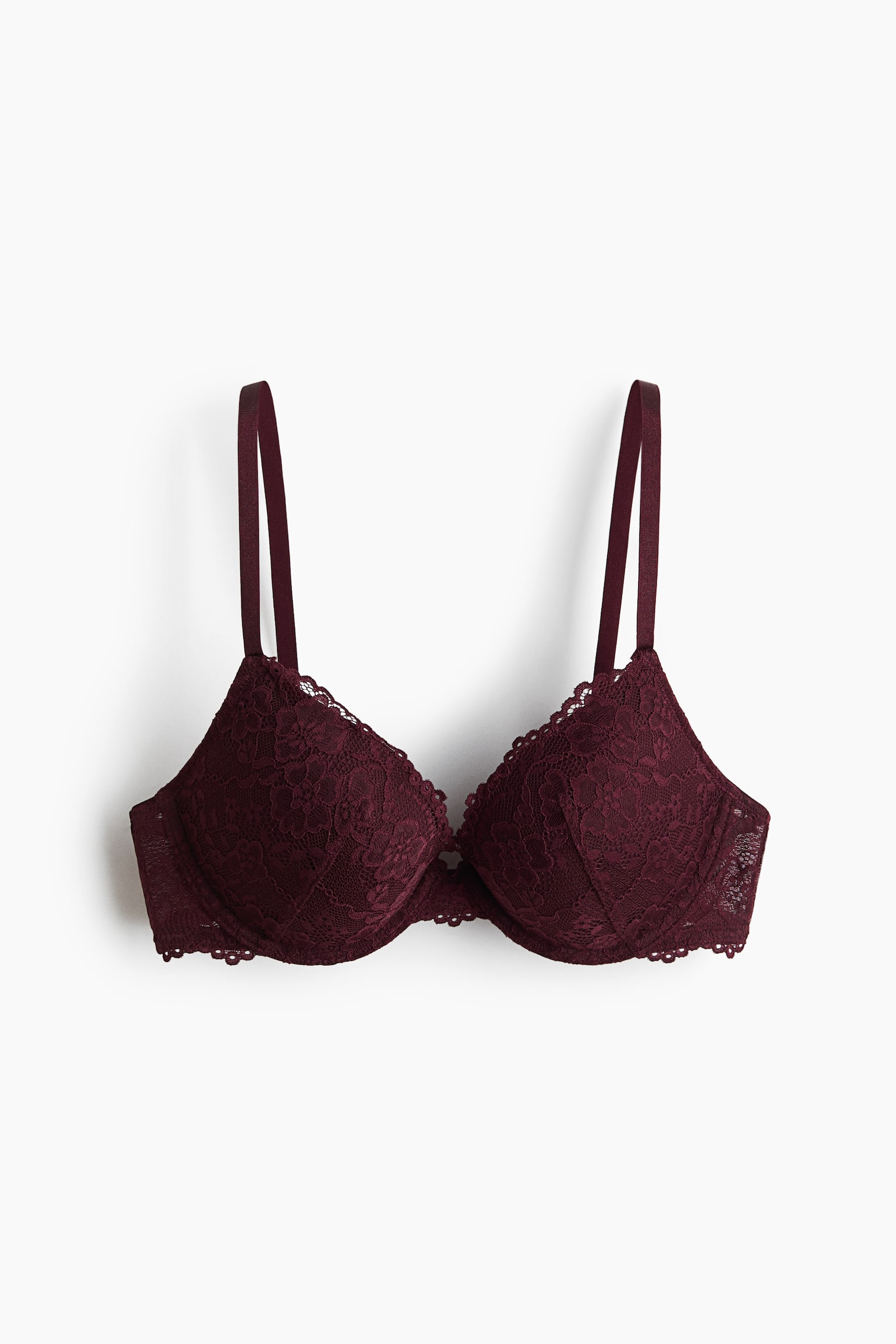 Soutien-gorge pigeonnant en dentelle - Bourgogne/Bleu pigeon/Rose clair/Brun foncé/Noir/Rose clair