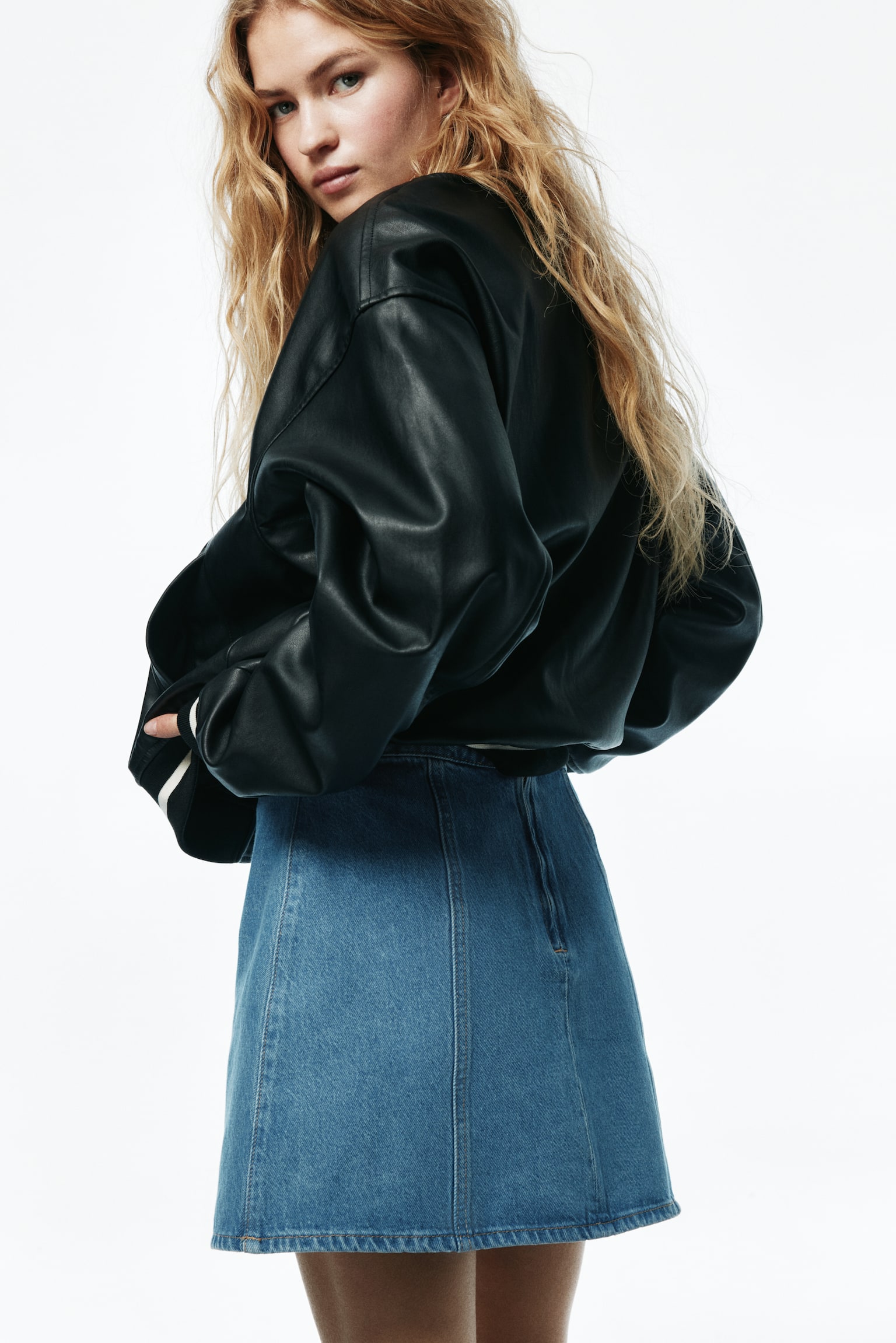 A-line mini skirt - Denim blue/Dark denim blue/Black - 3