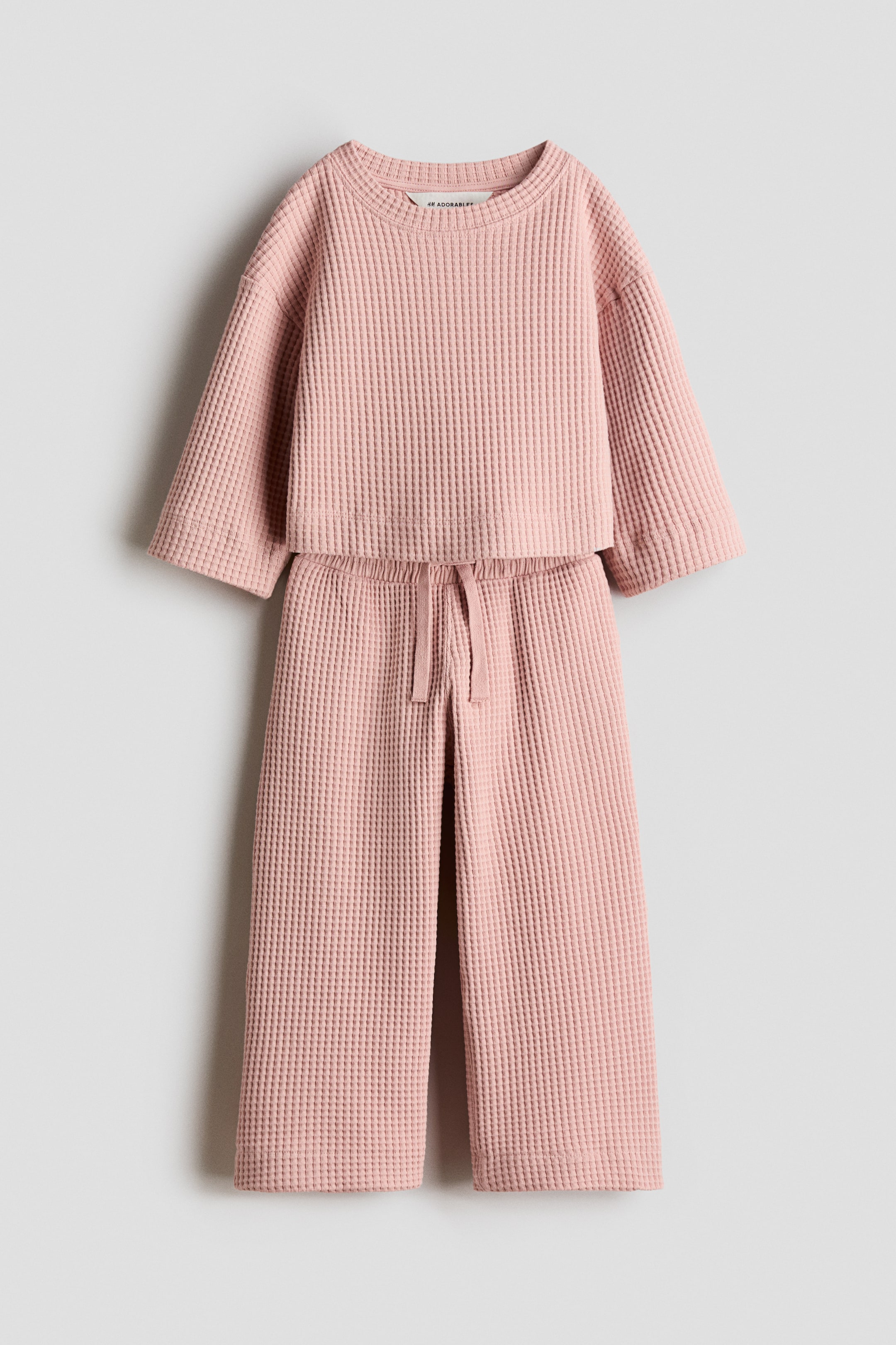 Büyük resmi görüntüle: 2 Parçalı Petek Dokulu Jarse Set - Light dusty pink - ÇOCUK | H&M TR 1