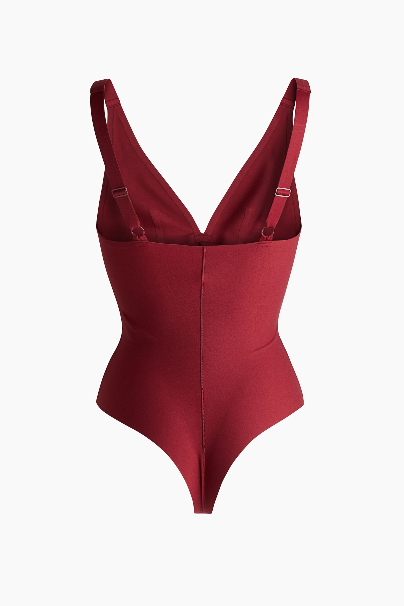 Body a perizoma in microfibra Light Shape - Rosso scuro/Nero - 5