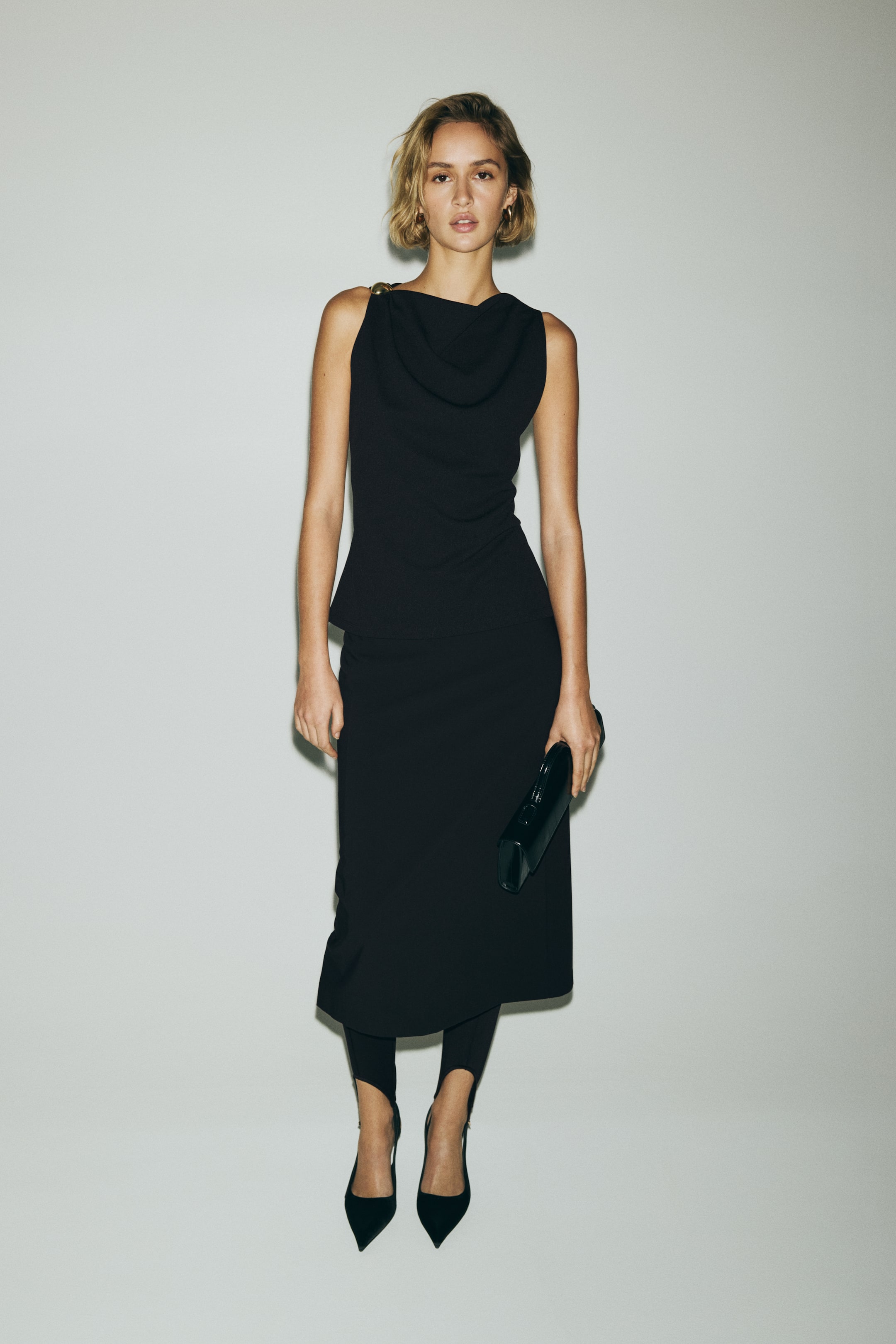 View larger image: Cowl-Neck Sleeveless Top - Black - Ladies | H&M US 2