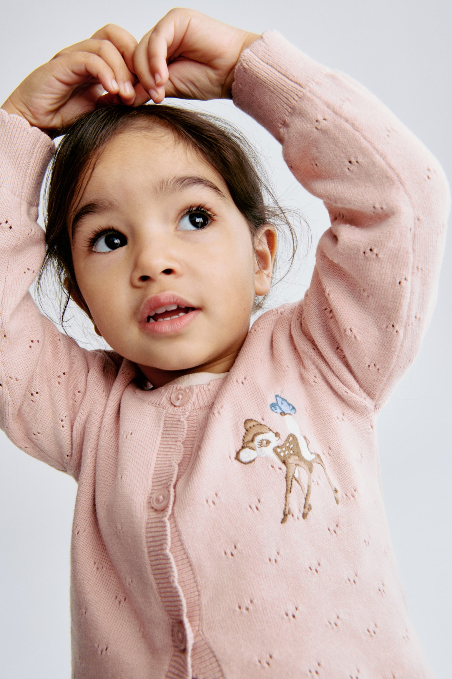 Appliquéd cotton cardigan - Light pink/Bambi - 3