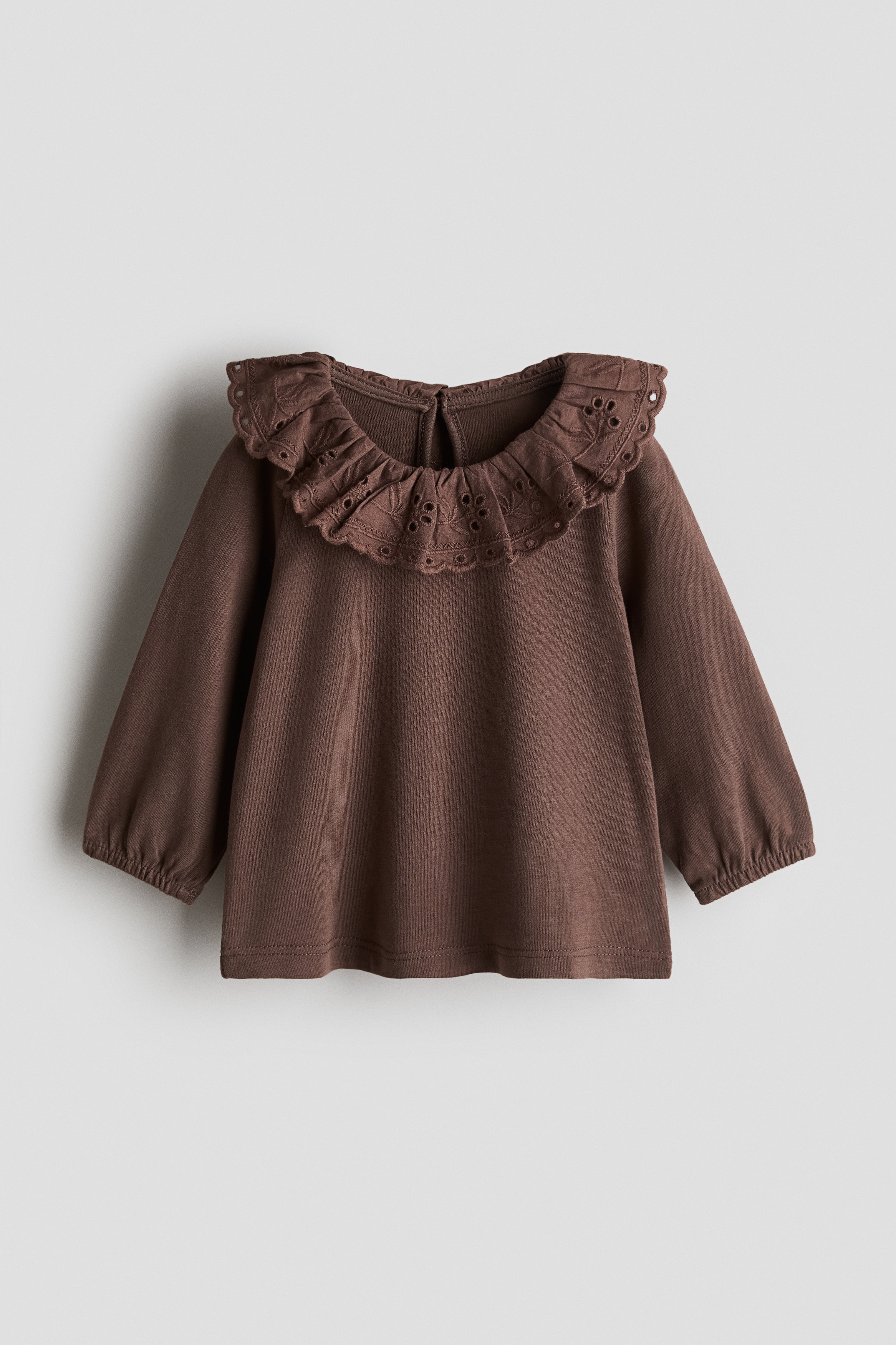 Red Top with Eyelet-Embroidered Collar for kids | H&M US