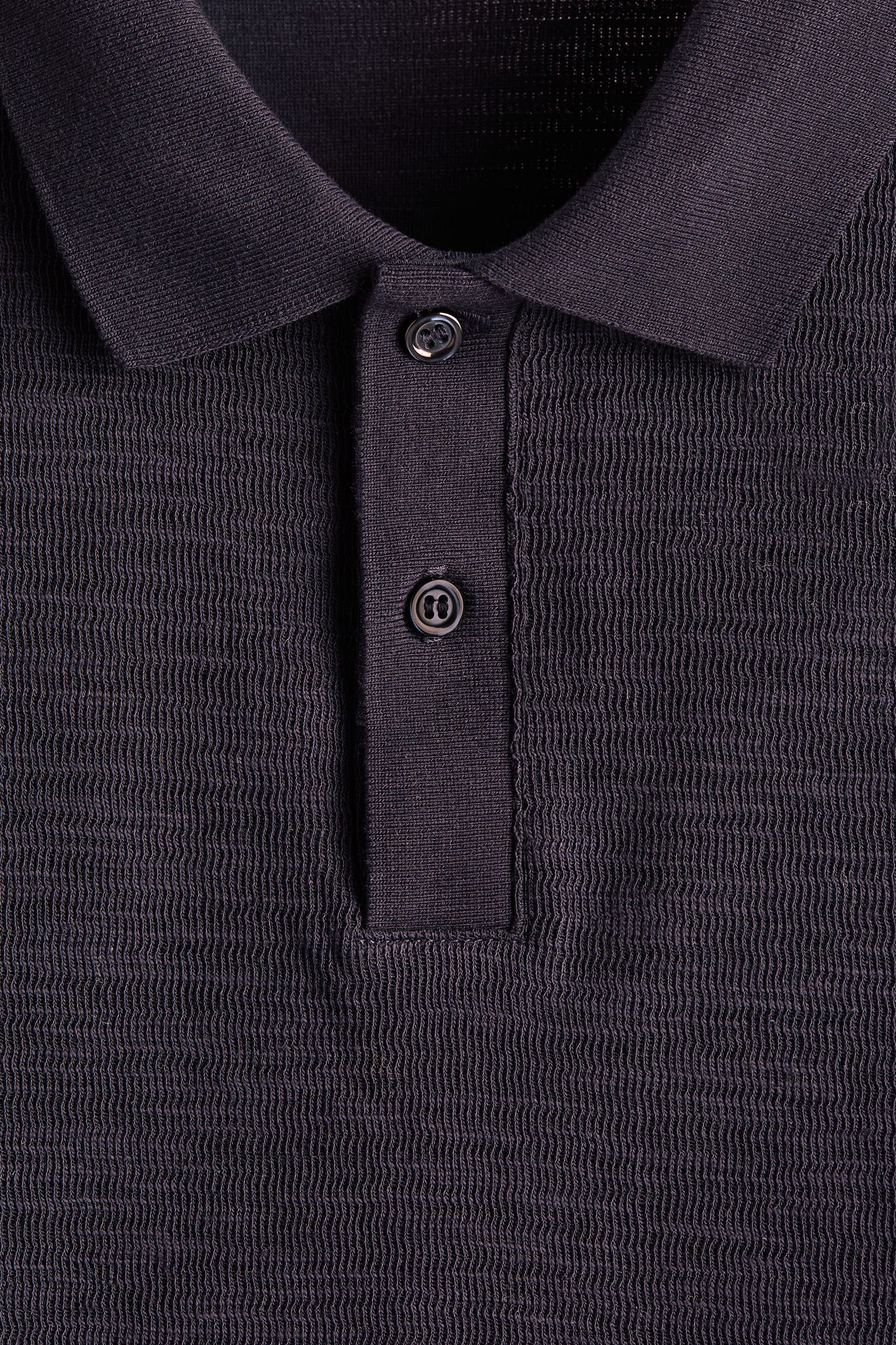 חולצת פולו מסריג ז'קארד Slim Fit - כחול כהה - 4