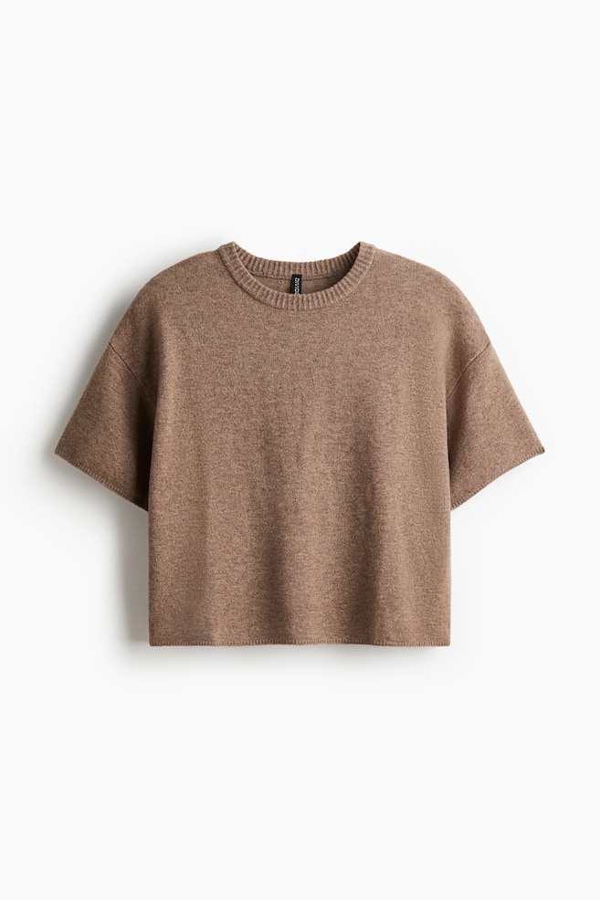 Short-Sleeved Sweater - Dark beige - 1