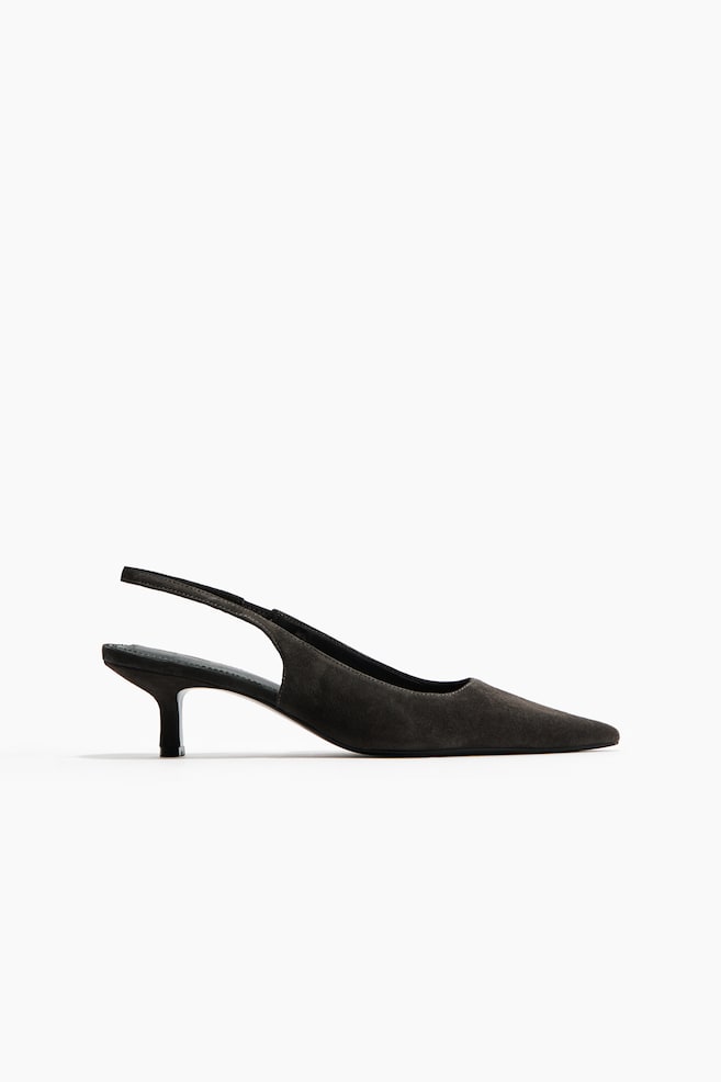 Pointed suede slingbacks - Dark khaki green/Khaki green/Brown/Dark beige - 1