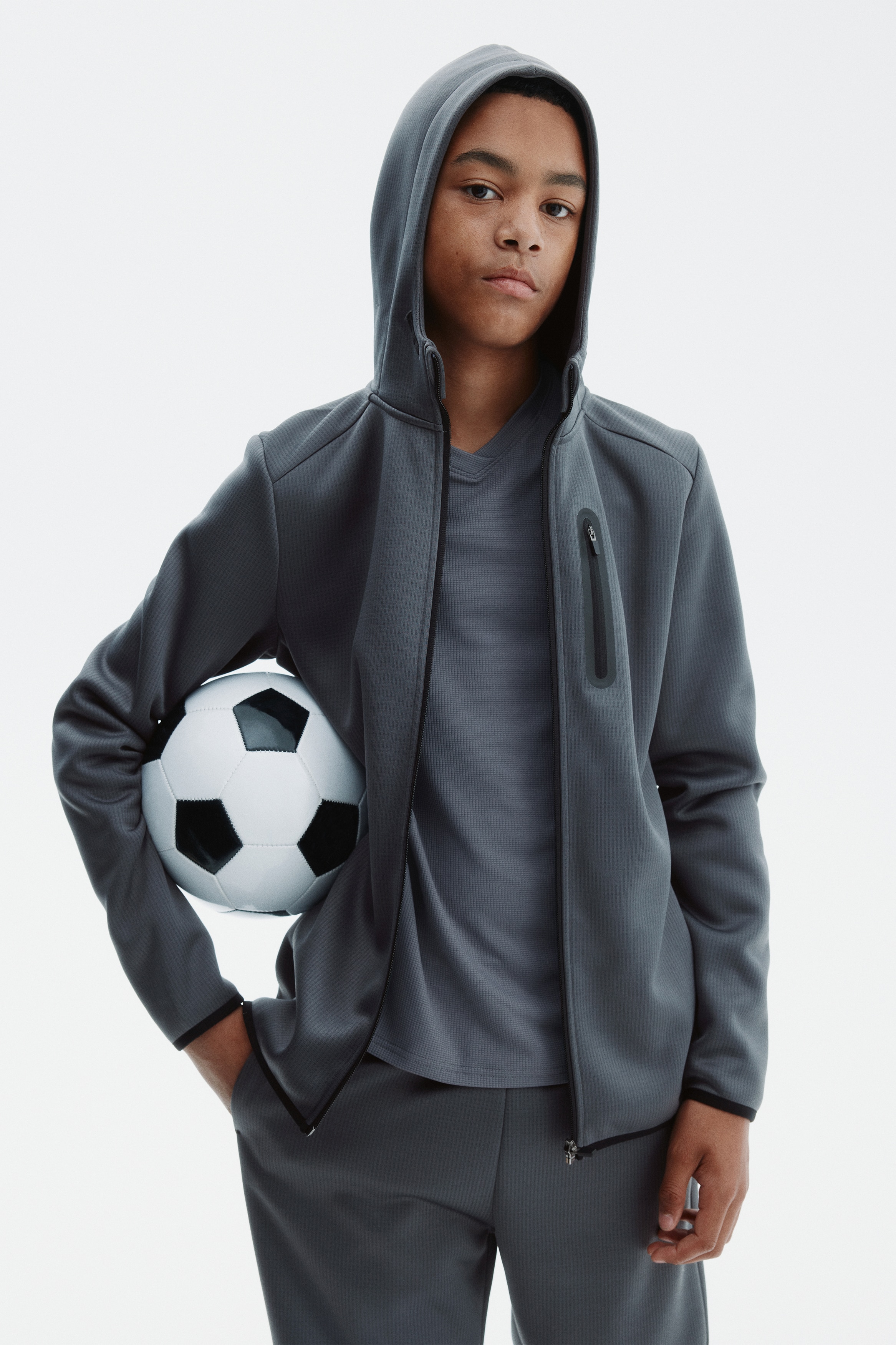 Warming zip-through hoodie with ThermoMove™ - Dark grey/Navy blue