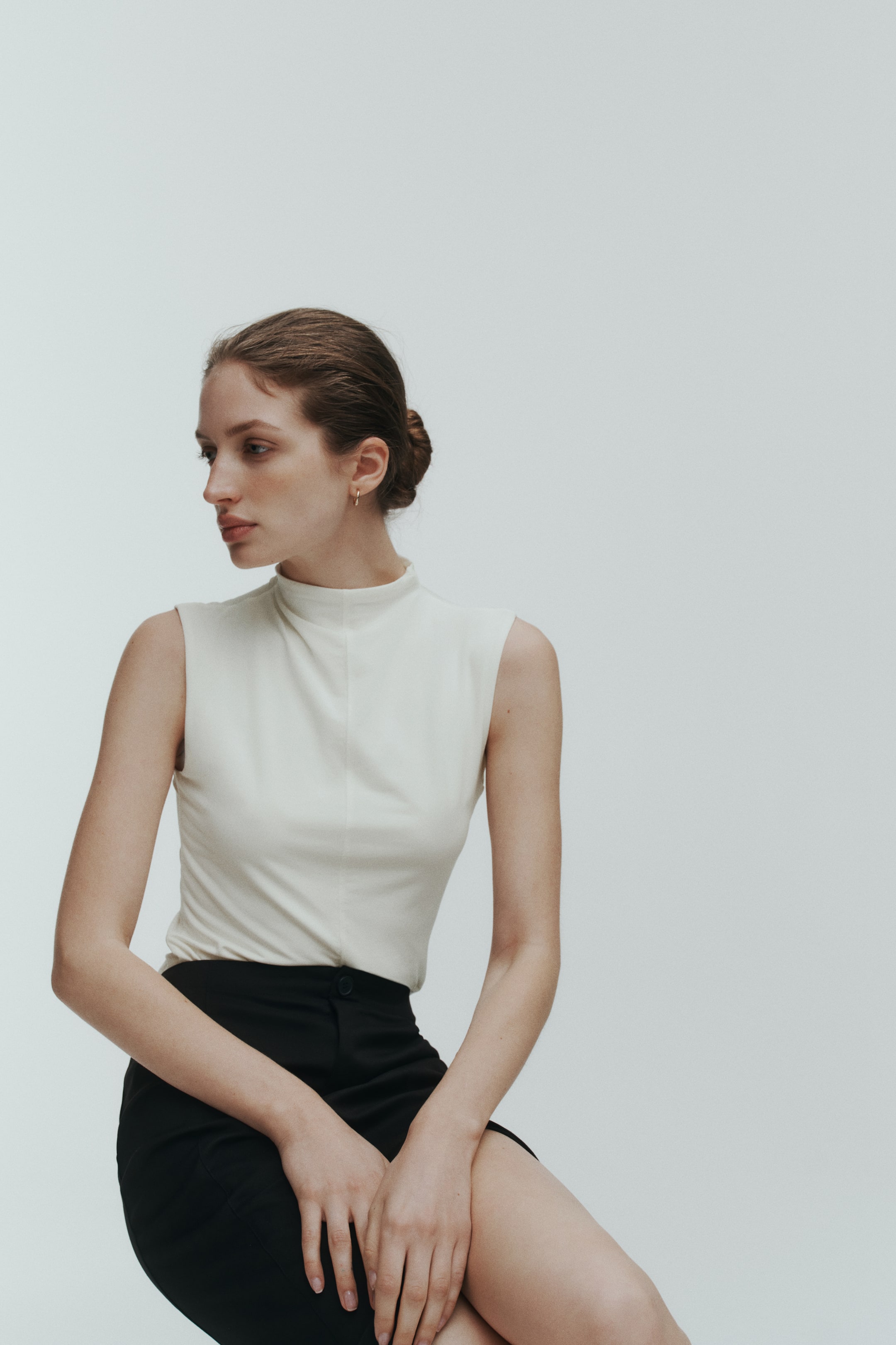 Modal-Blend Mock Turtleneck Top