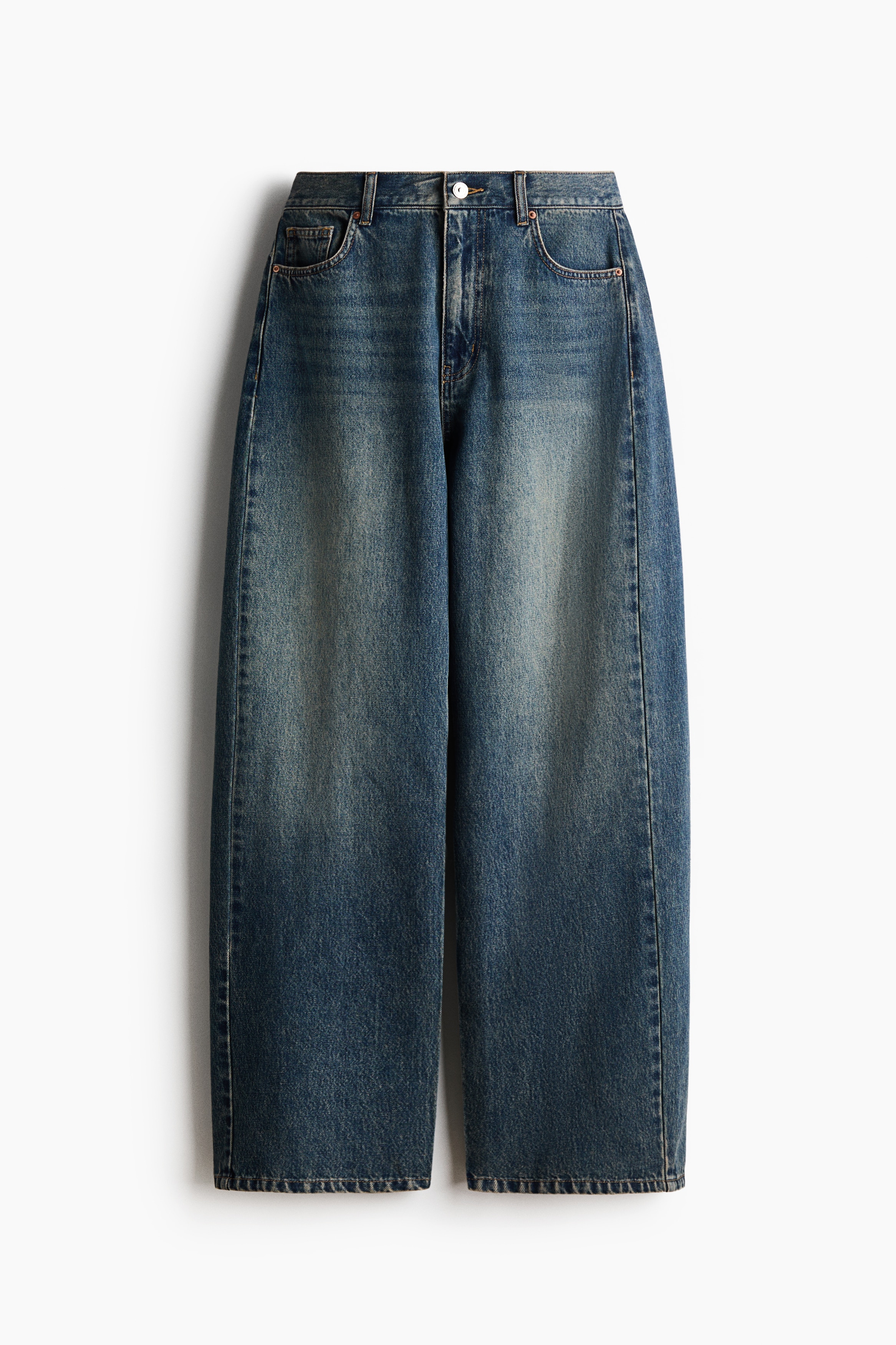 Barrel Regular Waist Jeans - Dunkles Denimblau/Denimblau