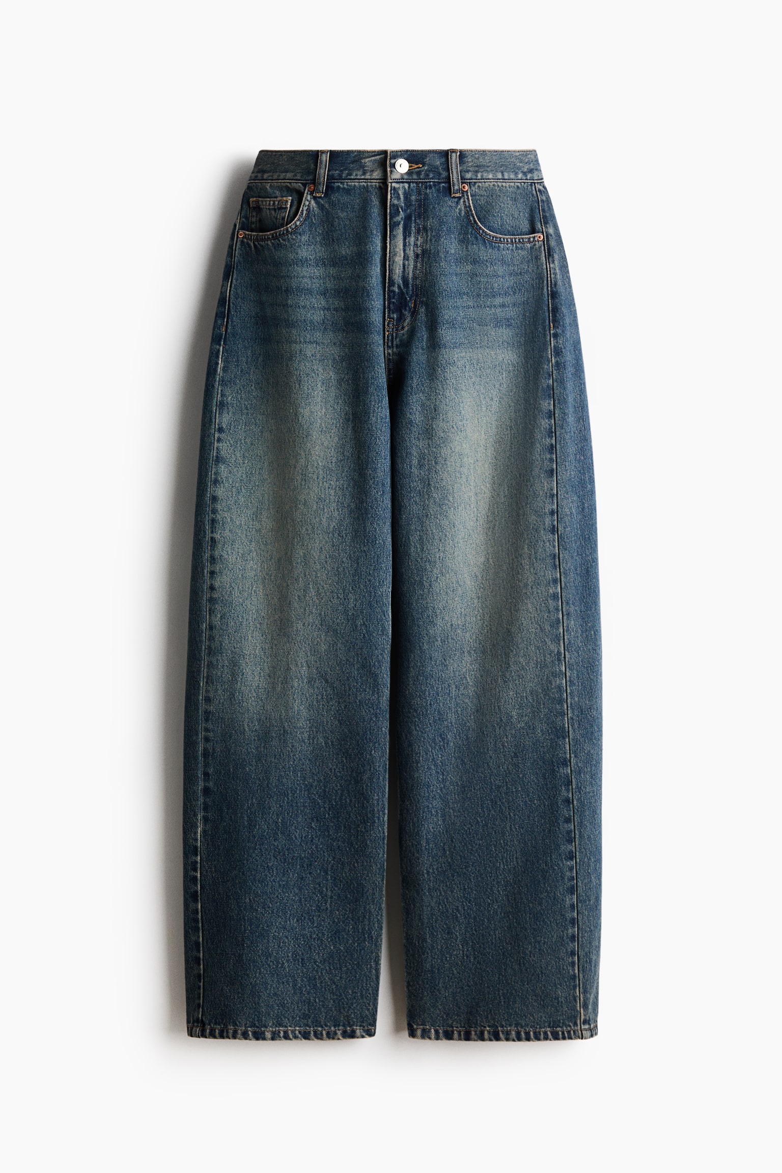 Barrel Regular Waist Jeans - Dunkles Denimblau/Denimblau - 2