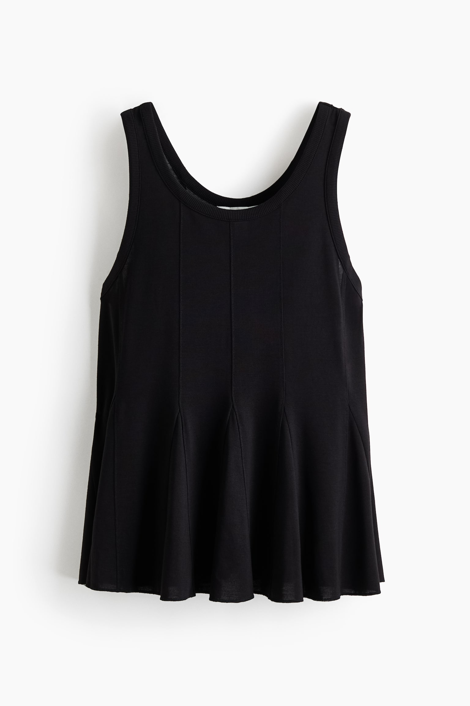 Top with Godet Pleats - Black/Gray melange - 1