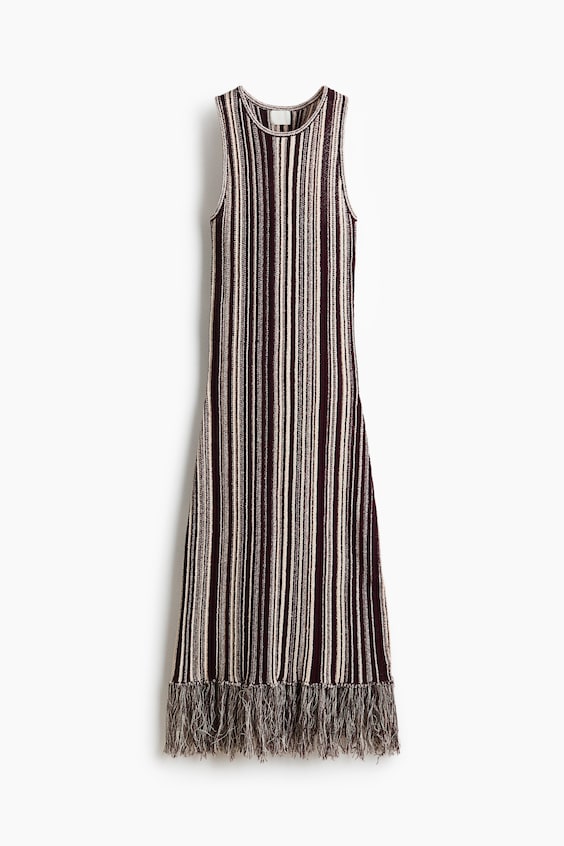 Женские платья H&M Fringe-Trimmed Knit Dress