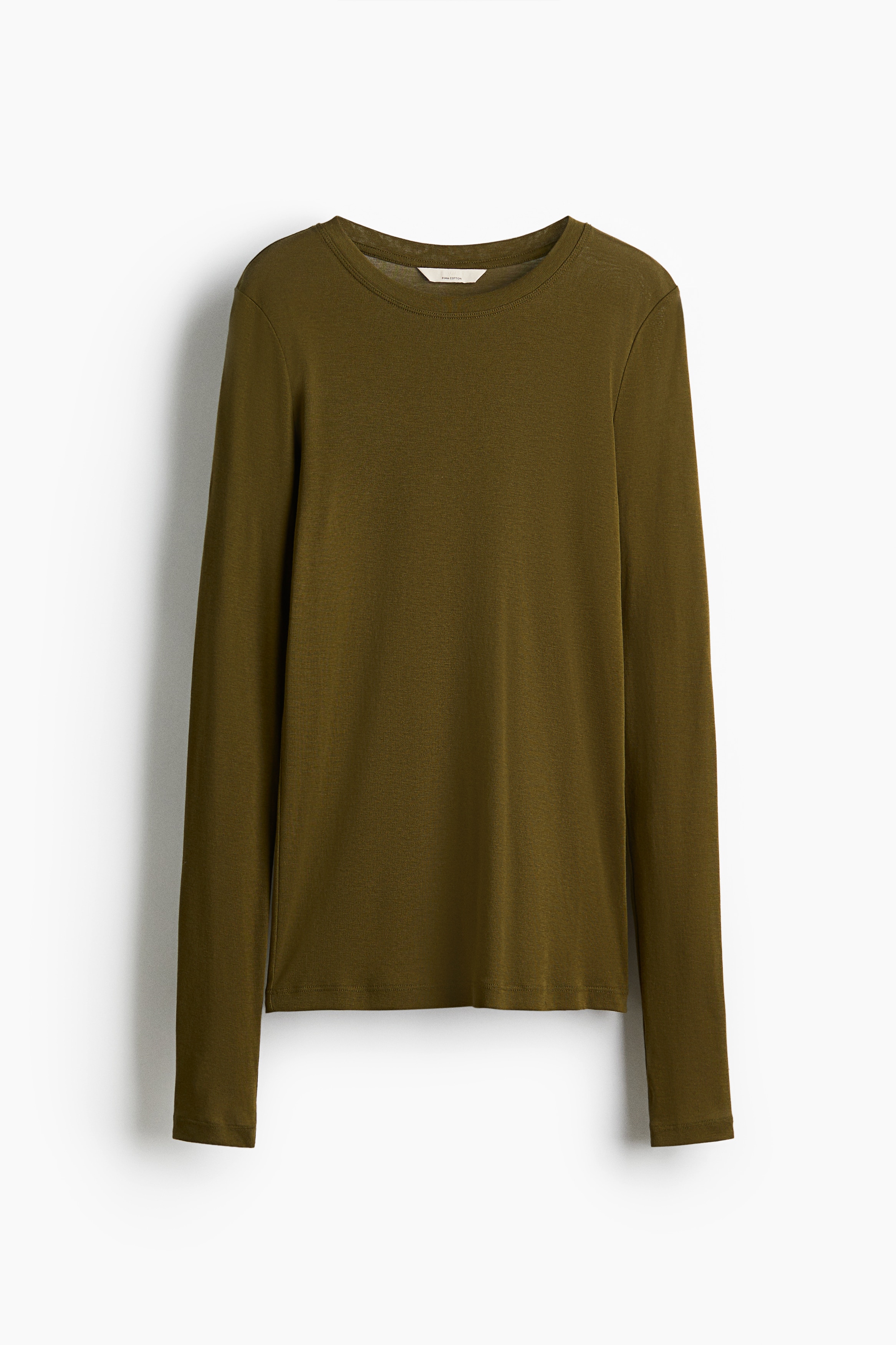 Pima Cotton Jersey Top - Dark khaki green/White/Black/Light beige/Dark dusty pink/Pale yellow/Burgundy