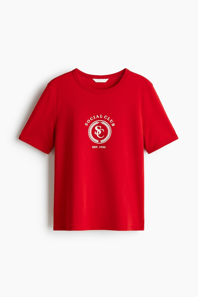 Cotton T-Shirt - Red/Social Club/White/black striped - 1