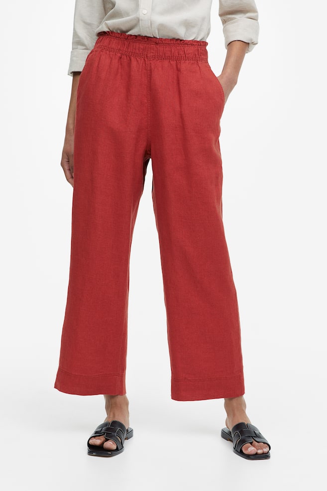 Ankle-length linen trousers - Red/Light beige/Black/Light blue/Shells/dc/dc/dc - 5