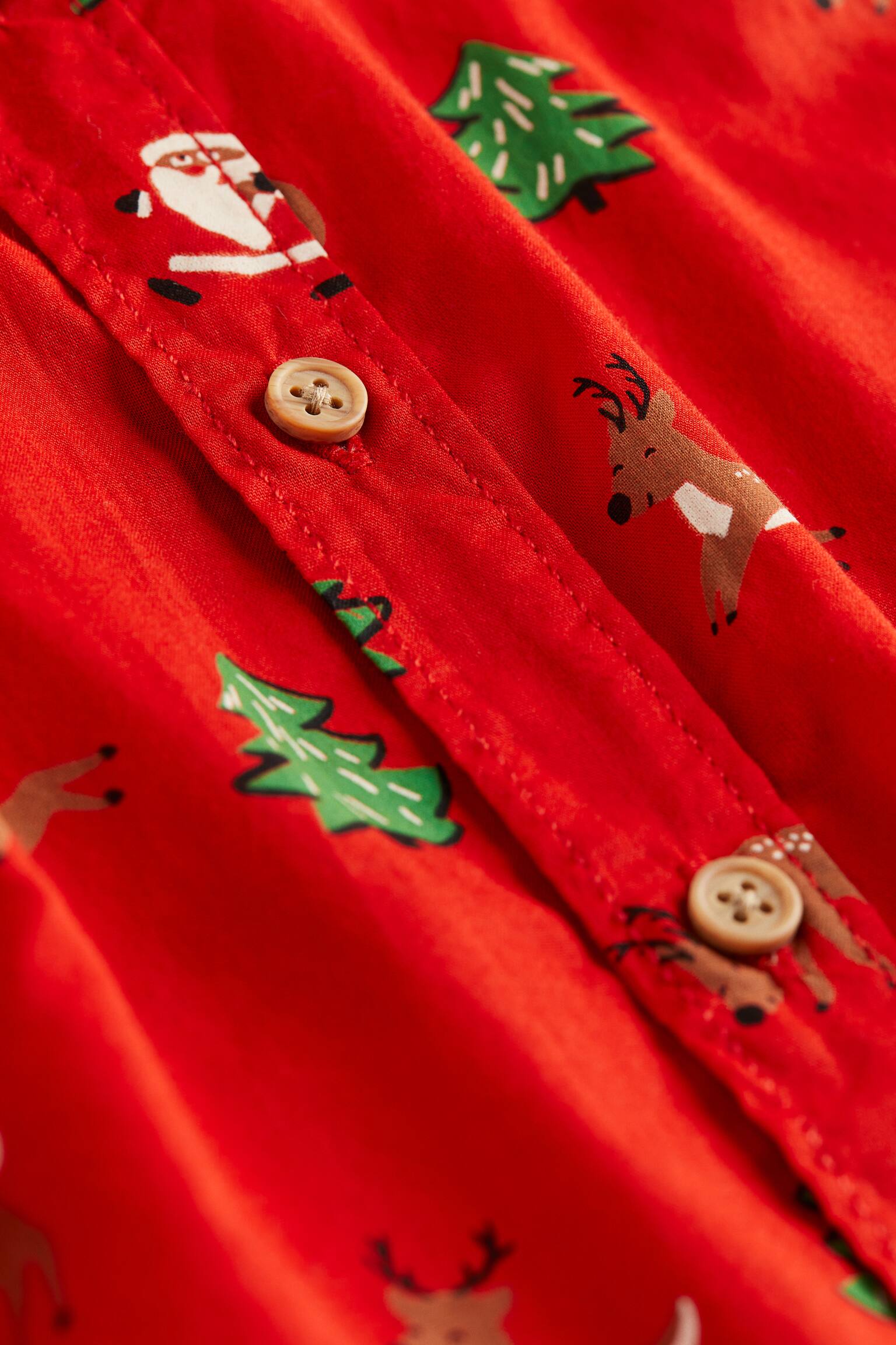 Short Sleeve Cotton Shirt - Red/Pattern - 2