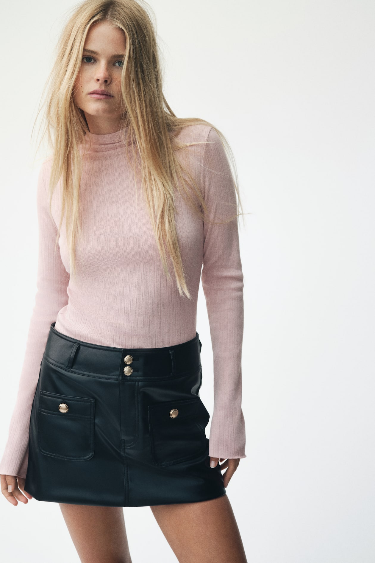 Ribbed Mock Turtleneck Top - image 5