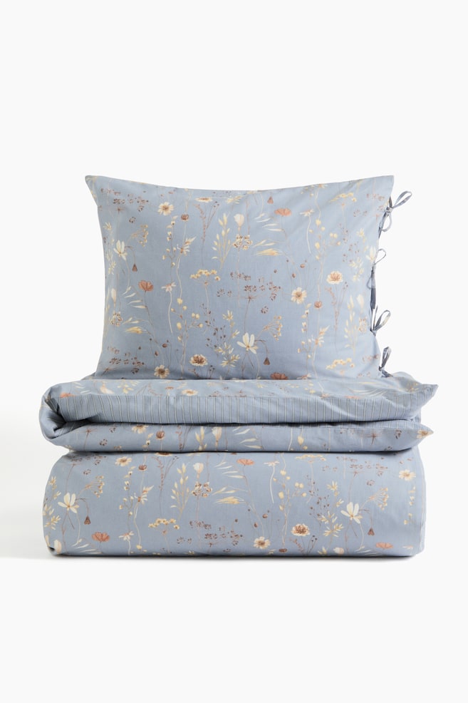 Floral-Print Twin Duvet Cover Set - Dusty blue/floral/Light beige/floral/Powder pink/floral - 1
