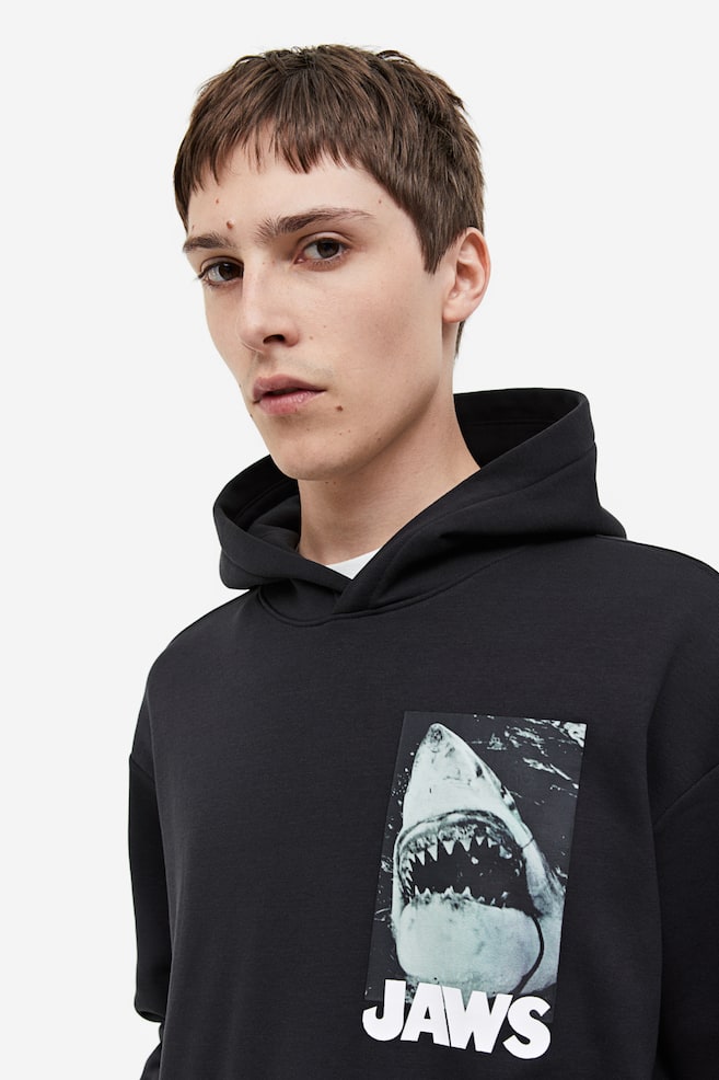 Relaxed Fit Hoodie - Black/Jaws/Mustard yellow/Marvel Comics - 4