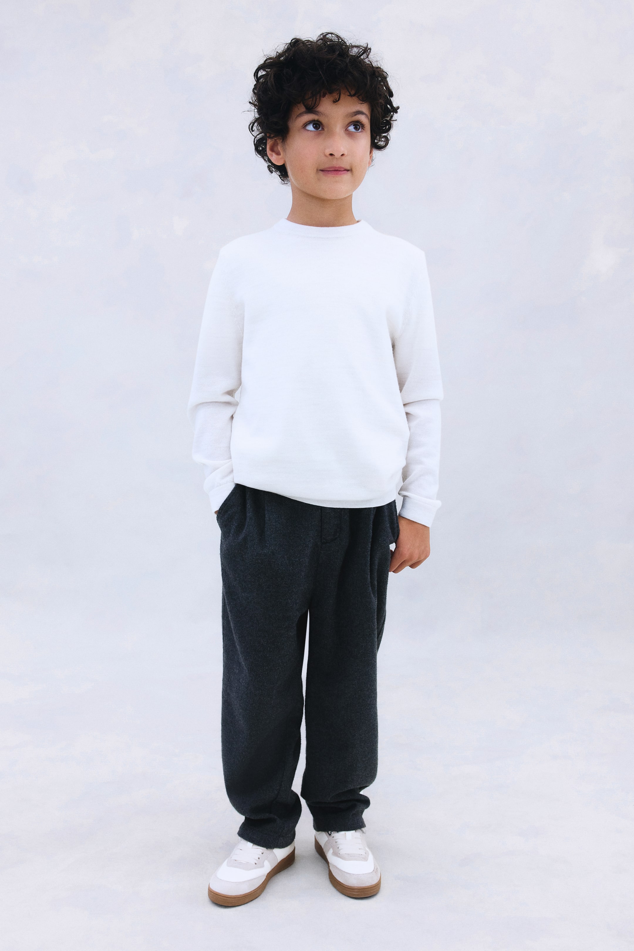 拡大画像を表示: コットンジャージーチノパンツ - ダークグレー - Kids | H&M JP 2